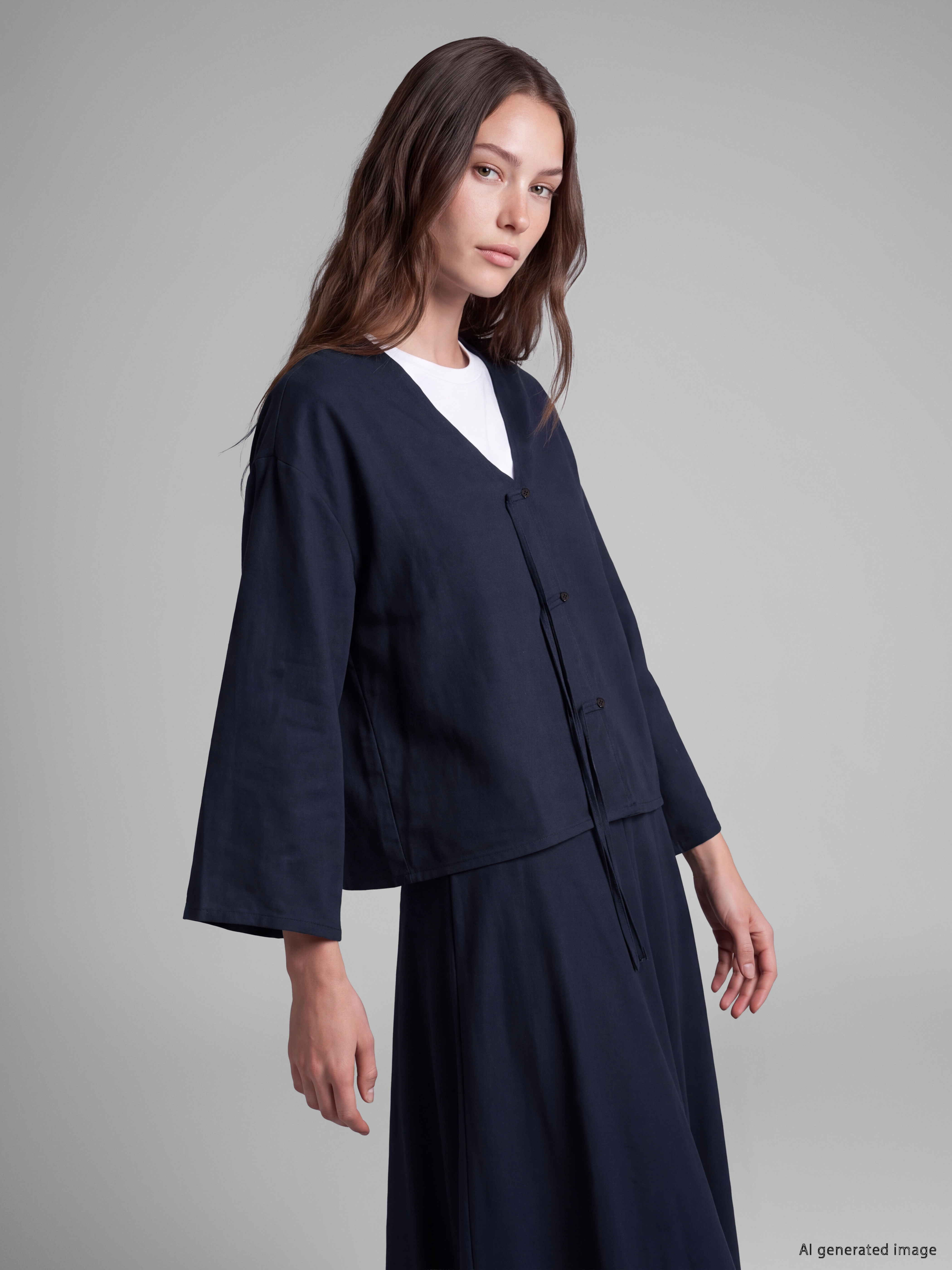 LCW Modest Süslü Düğmeli Oversize Kadın Kimono