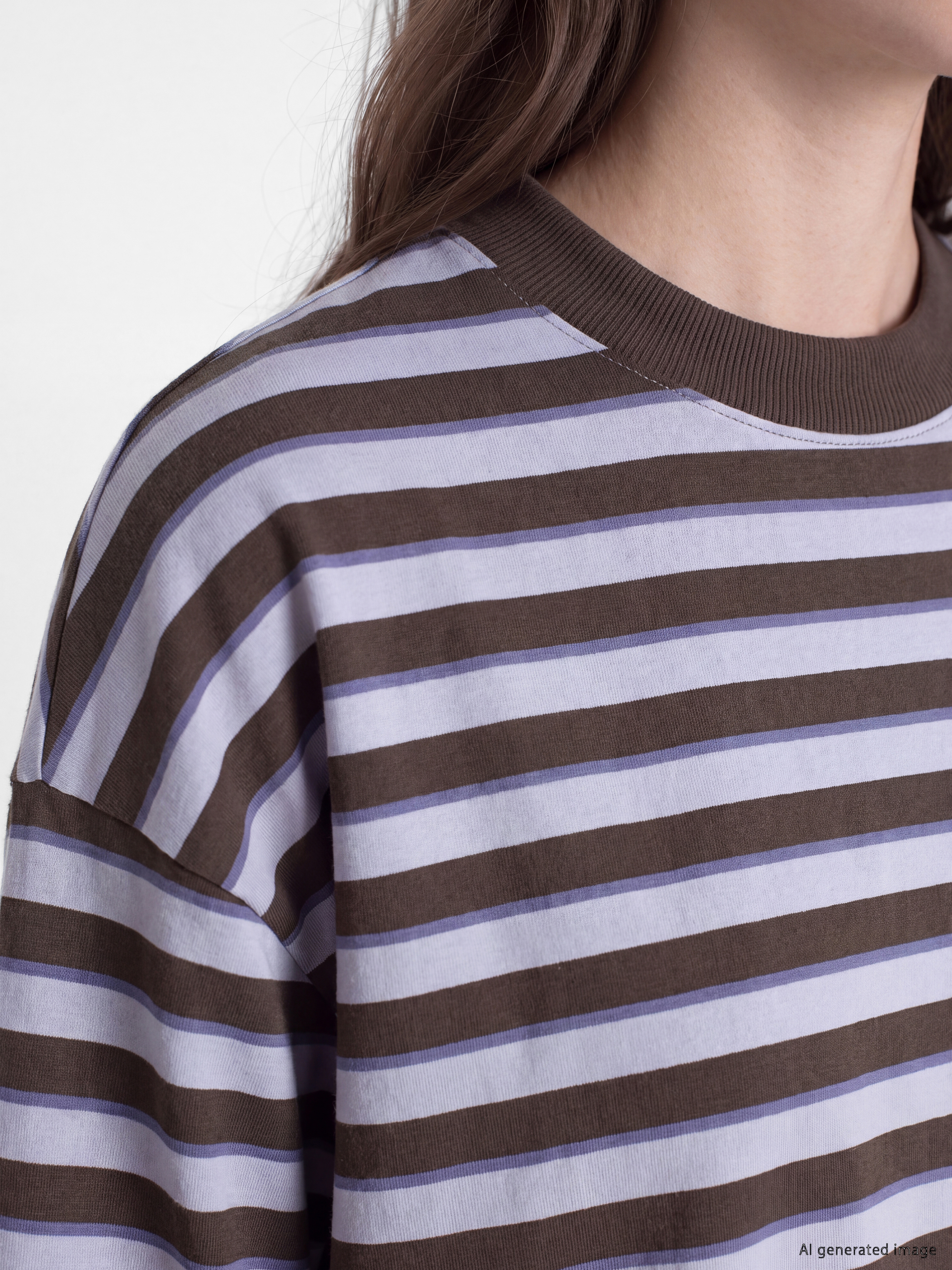LCW Modest Çizgili Oversize Kadın Sweatshirt Tunik görsel 3