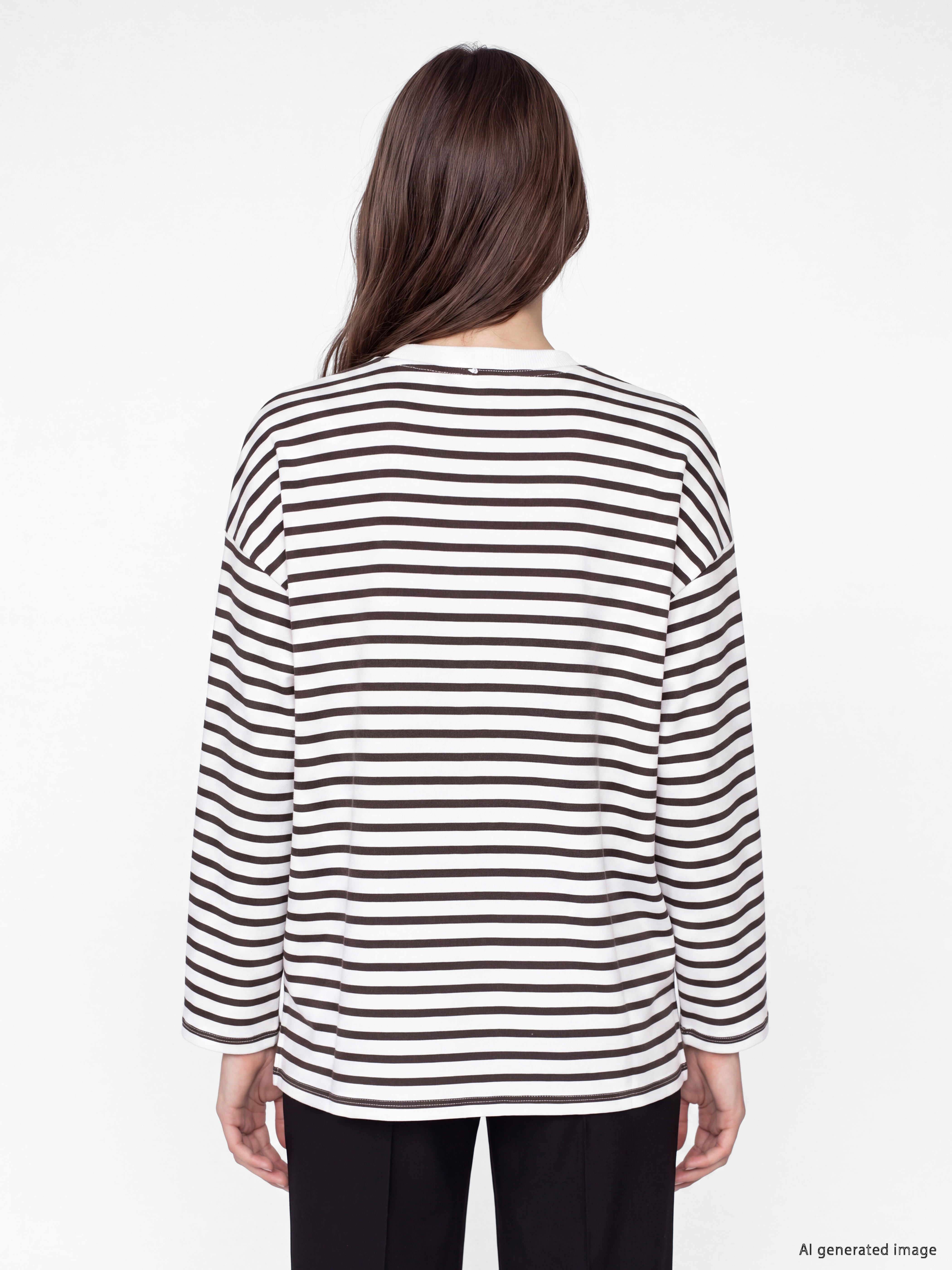 LCW Modest Çizgili Oversize Kadın Sweatshirt Tunik görsel 4