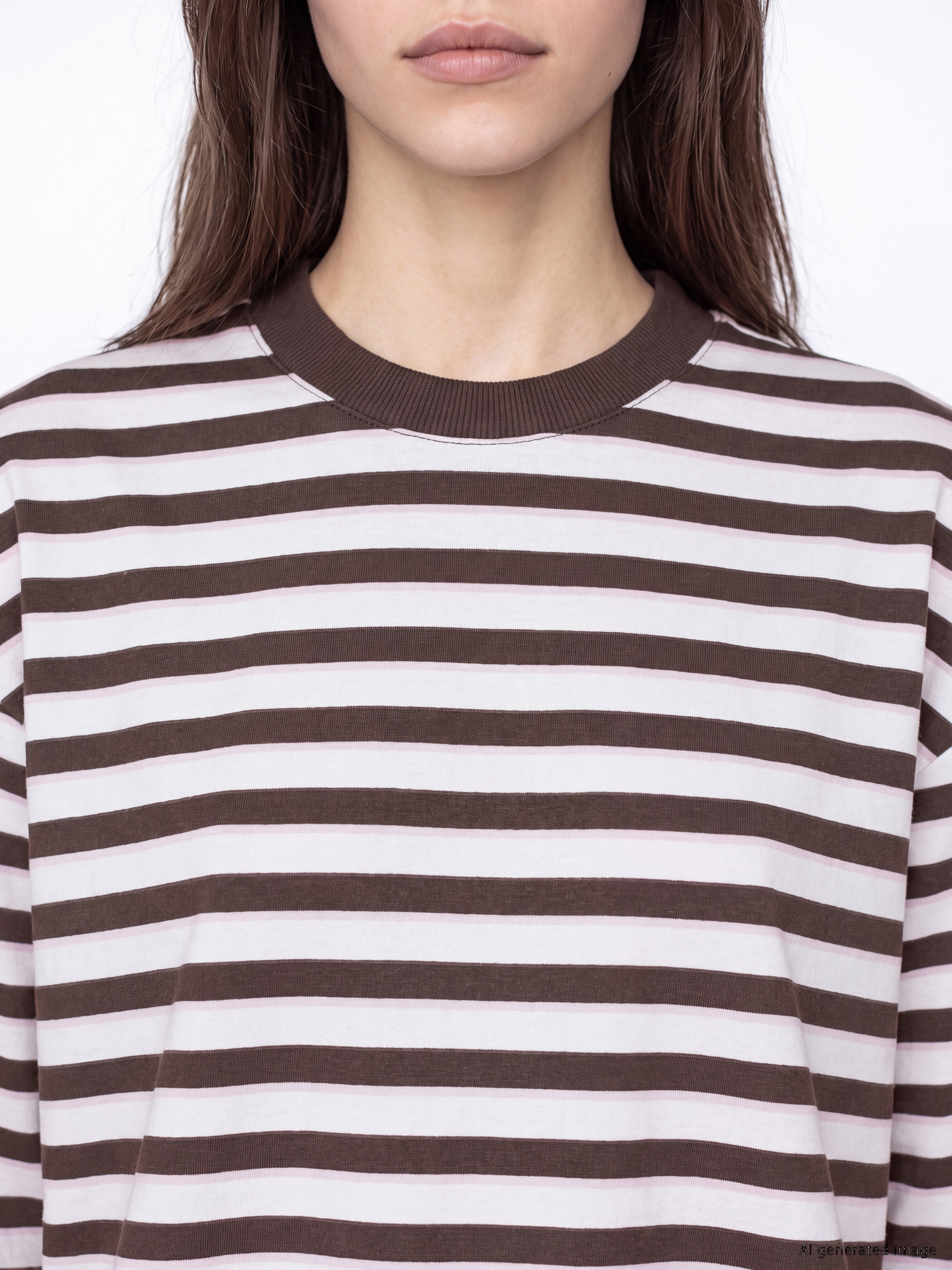 LCW Modest Çizgili Oversize Kadın Sweatshirt Tunik görsel 3