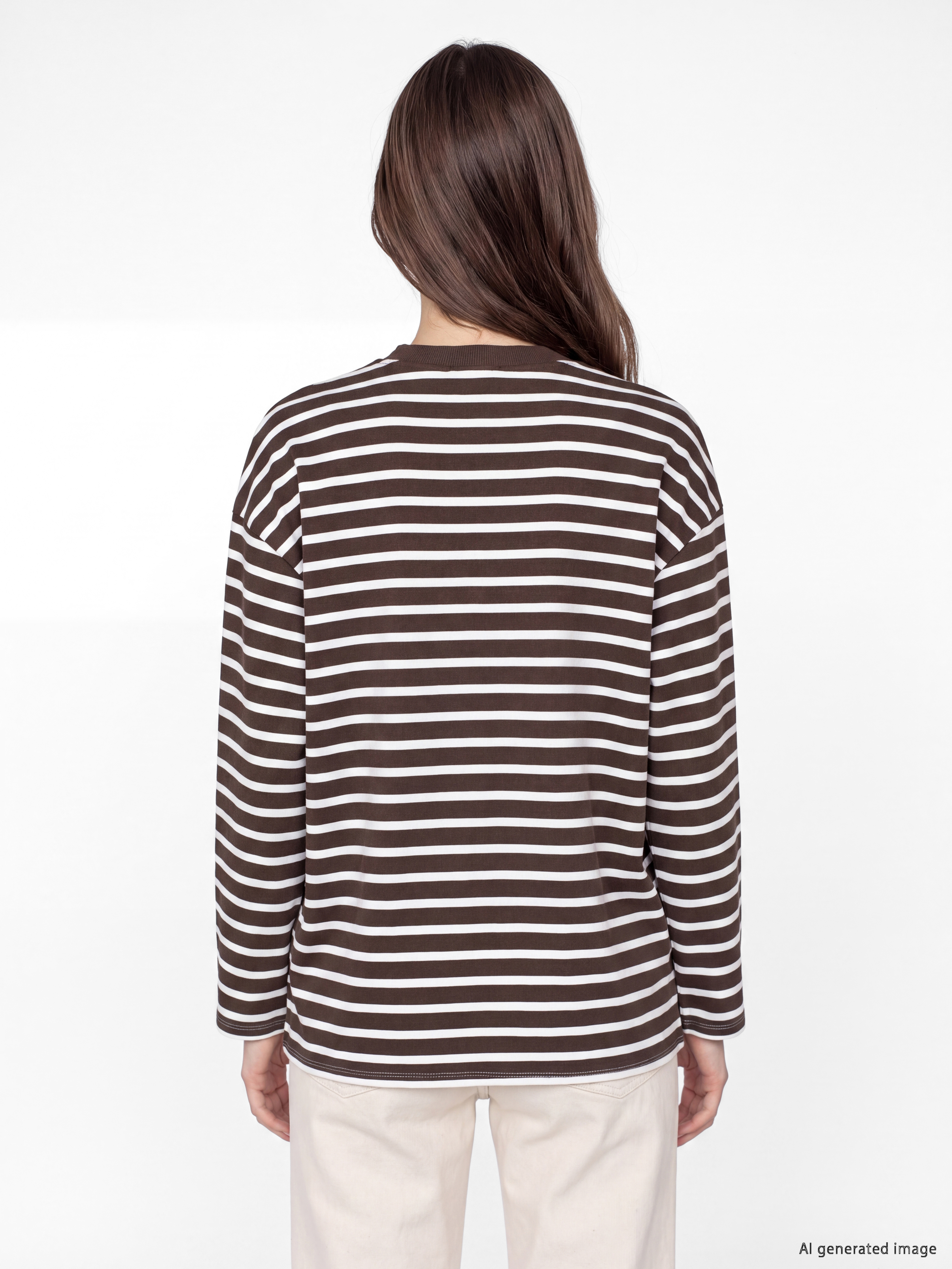 LCW Modest Çizgili Oversize Kadın Sweatshirt Tunik görsel 4