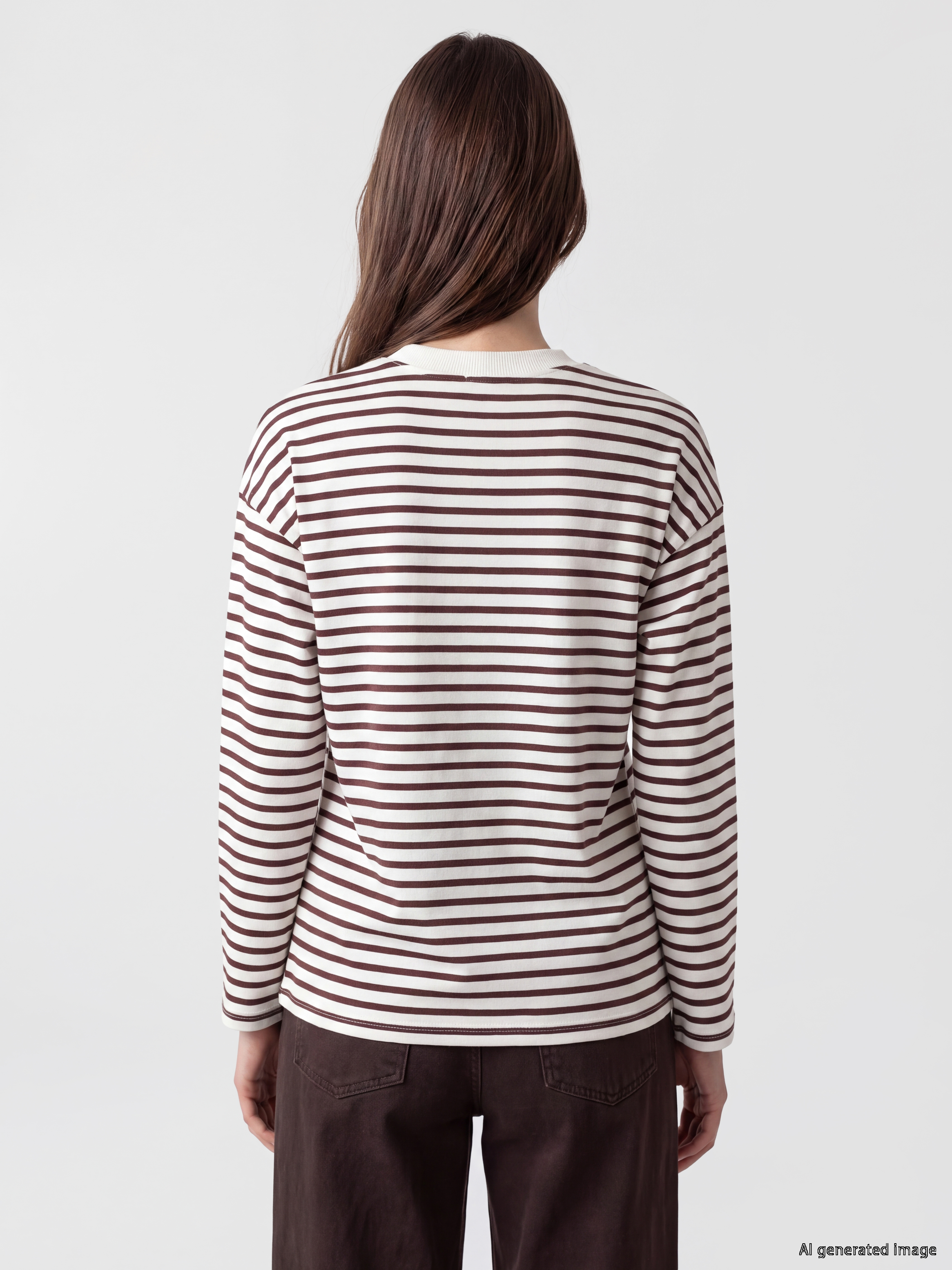 LCW Modest Çizgili Oversize Kadın Sweatshirt Tunik görsel 4