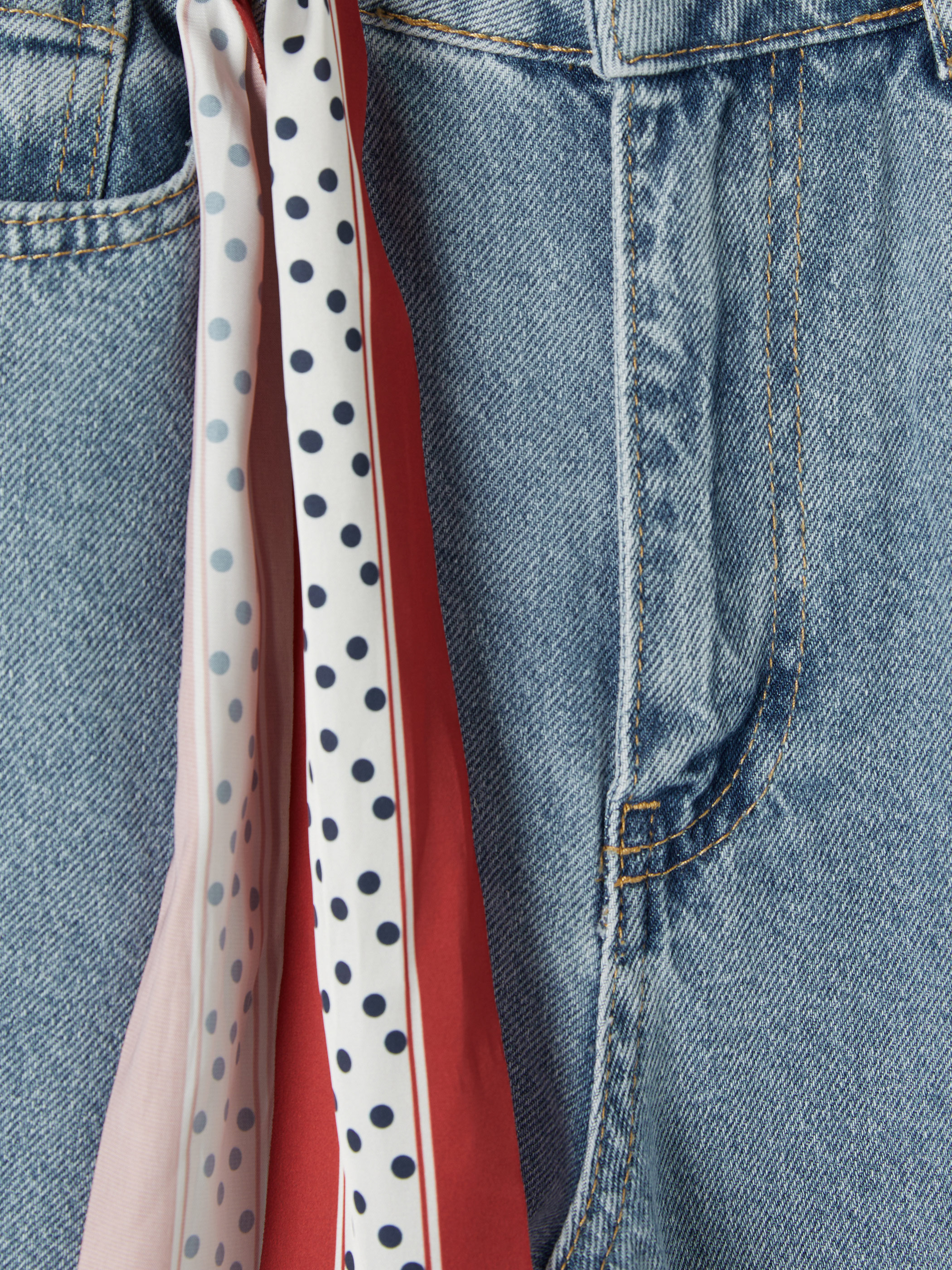 LCW Comfort Fular Detaylı Wideleg Kadın Jean Pantolon görsel 6