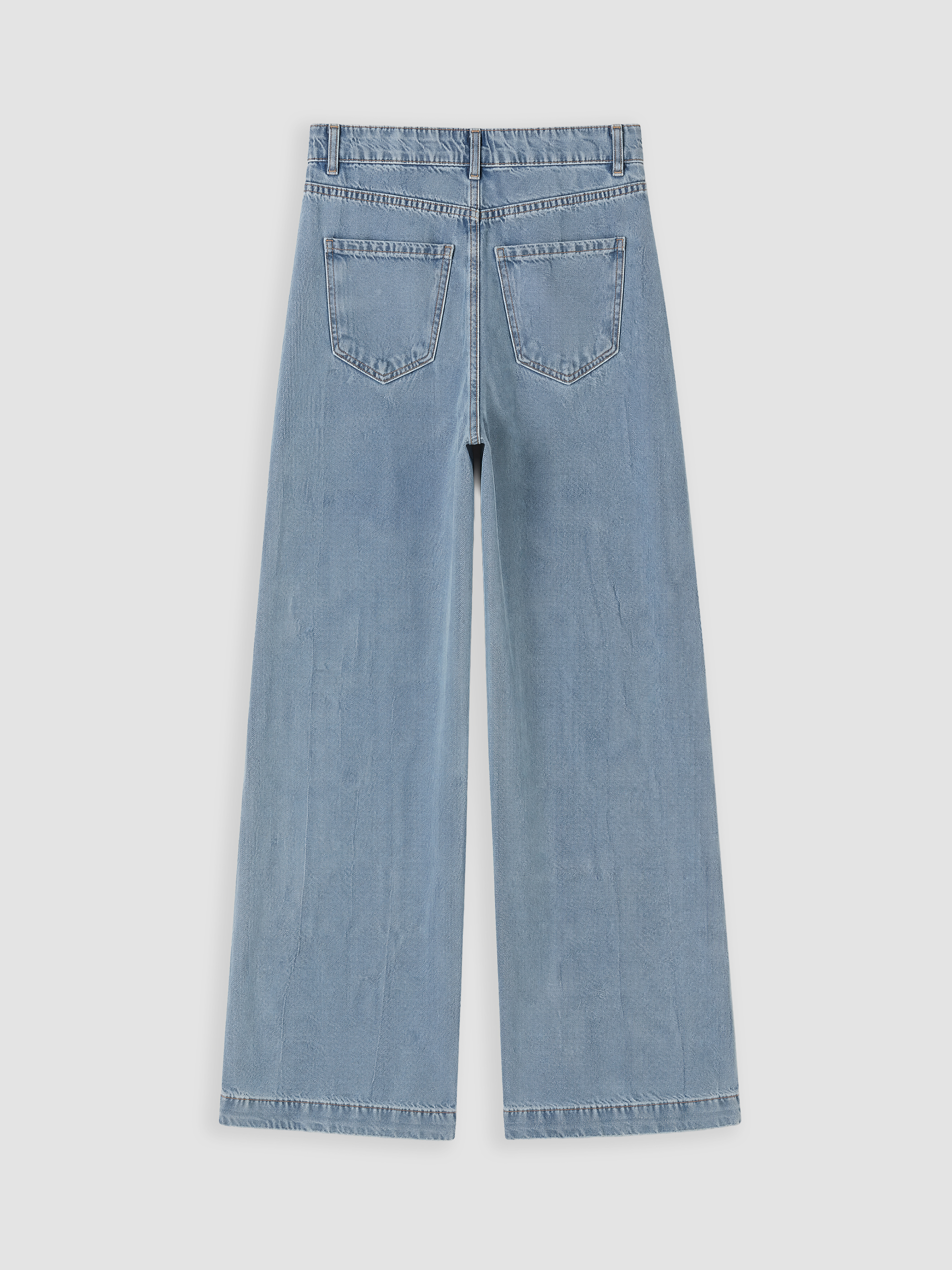 LCW Comfort Fular Detaylı Wideleg Kadın Jean Pantolon görsel 7
