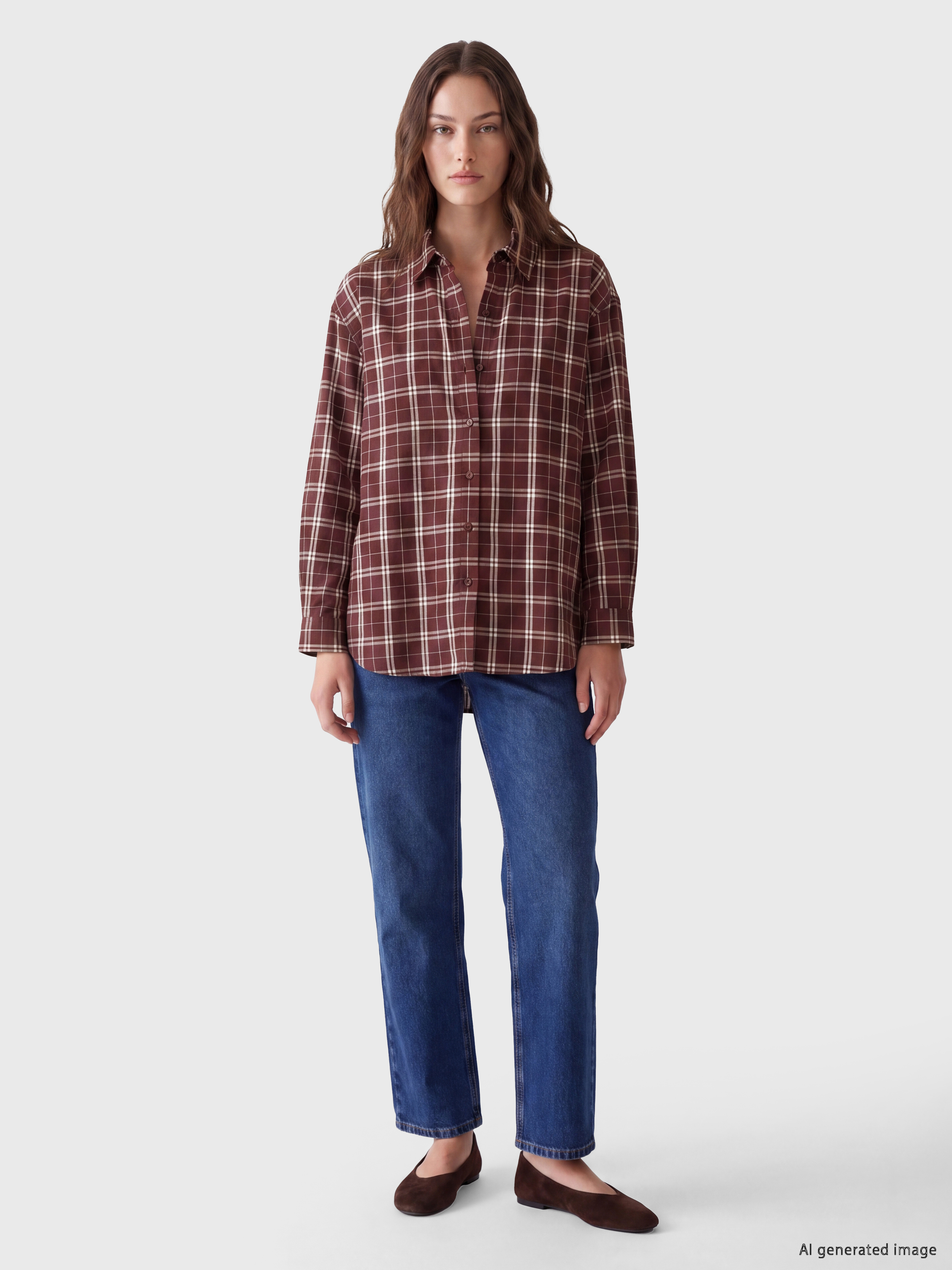 LCW Modest Ekose Oversize Kadın Oduncu Gömlek Tunik görsel 2