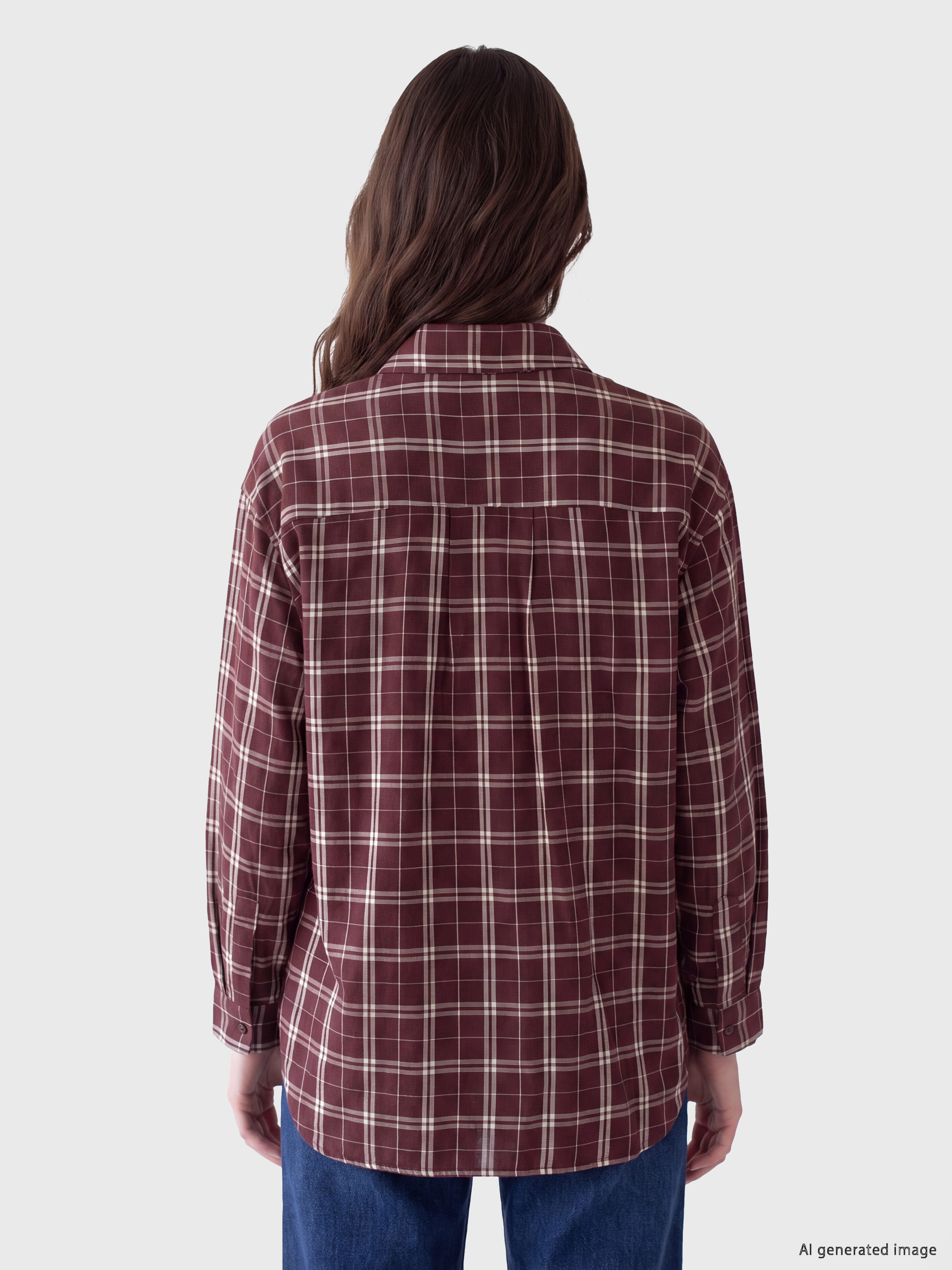 LCW Modest Ekose Oversize Kadın Oduncu Gömlek Tunik görsel 4