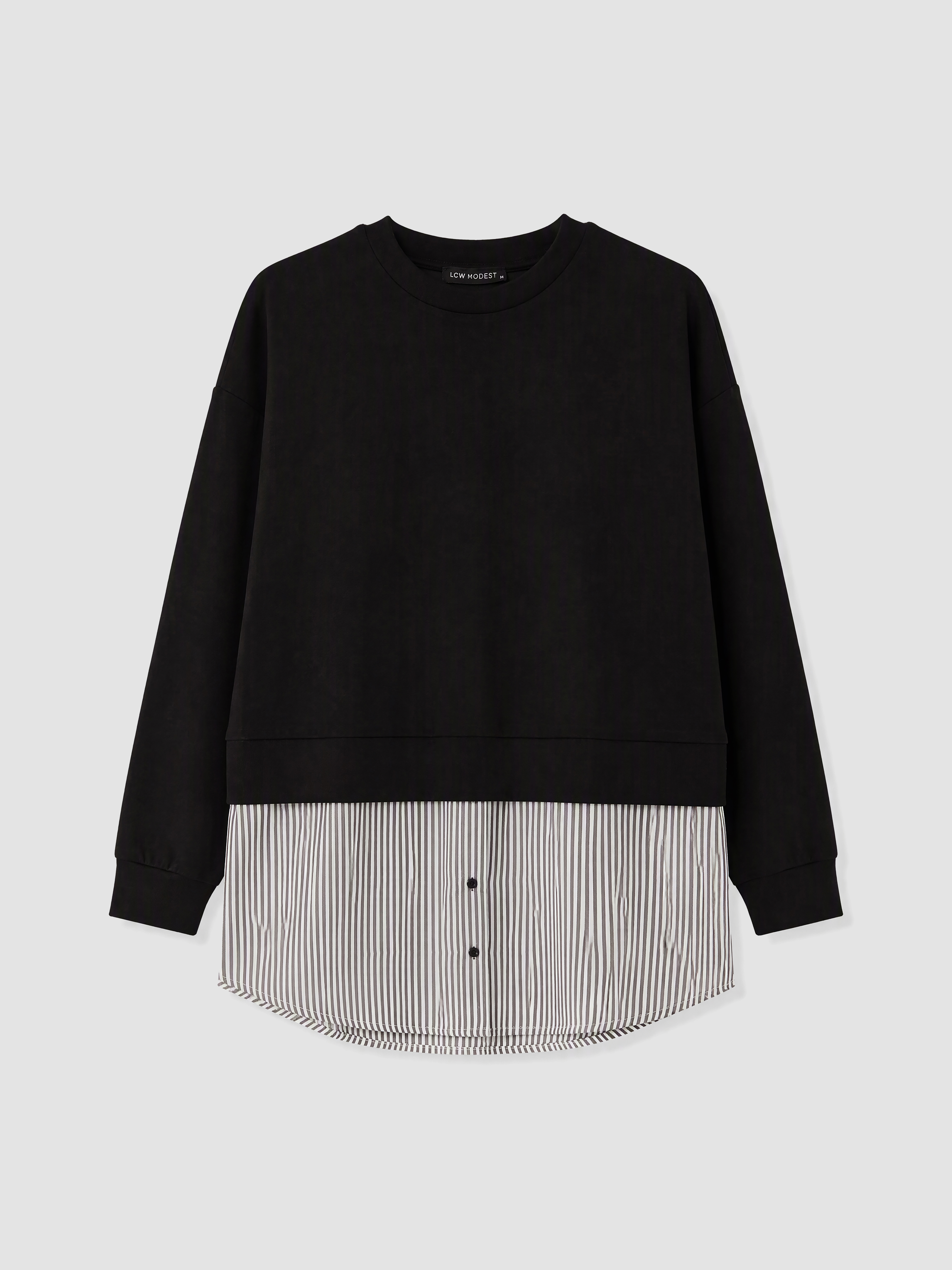 LCW Modest Soft Touch Çizgili Kadın Sweatshirt Tunik görsel 5