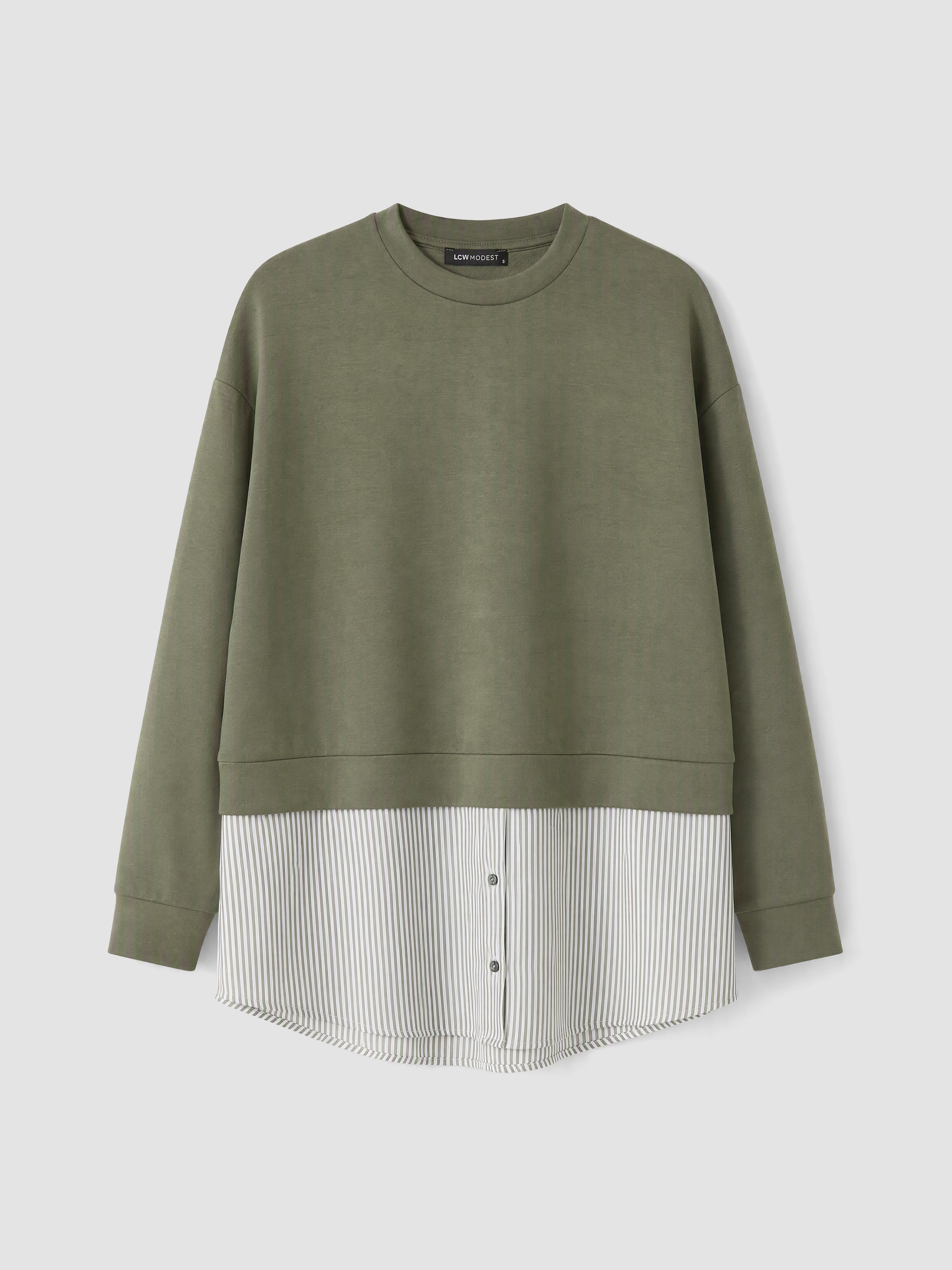 LCW Modest Soft Touch Çizgili Kadın Sweatshirt Tunik görsel 5