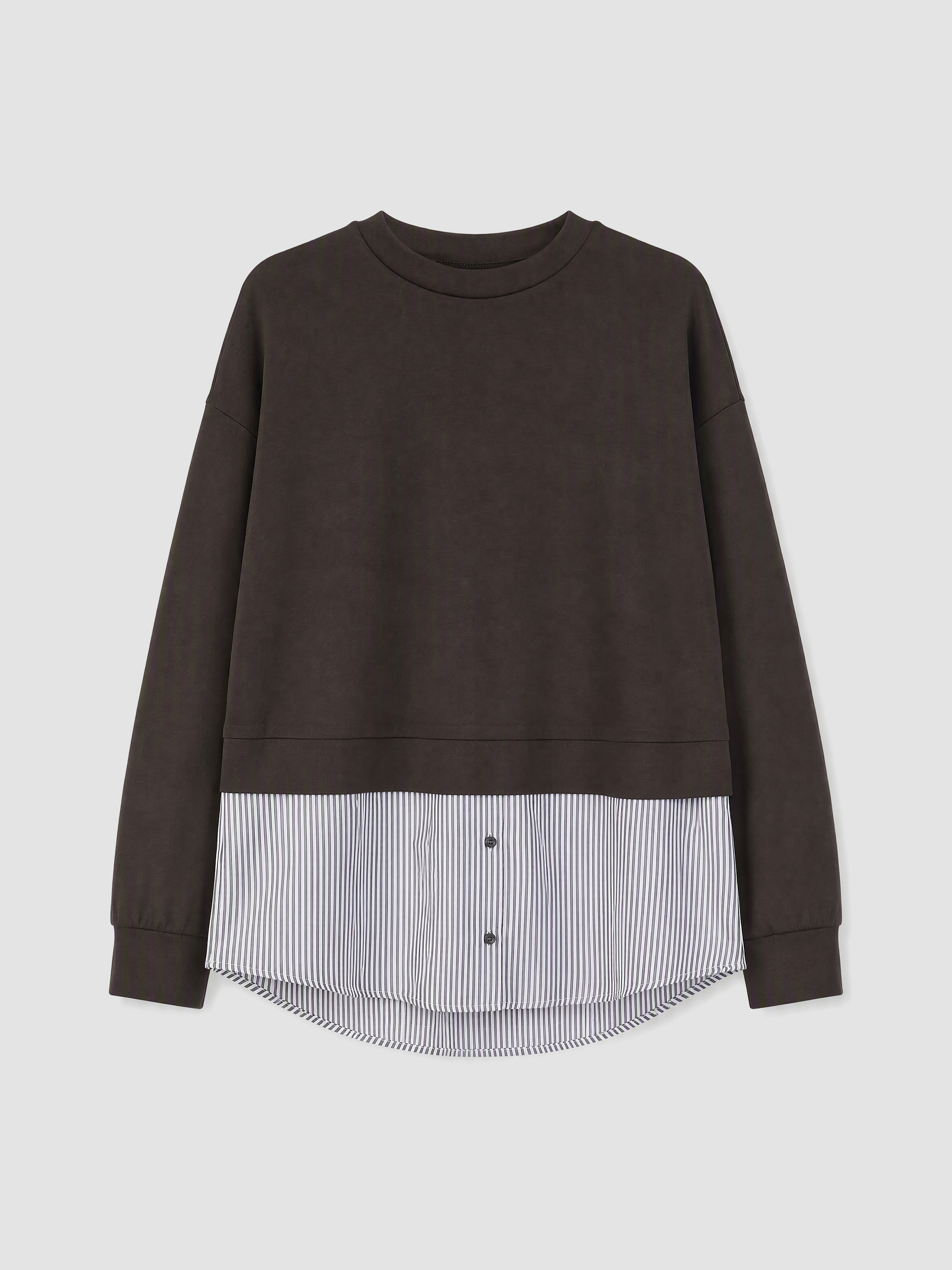 LCW Modest Soft Touch Çizgili Kadın Sweatshirt Tunik görsel 5