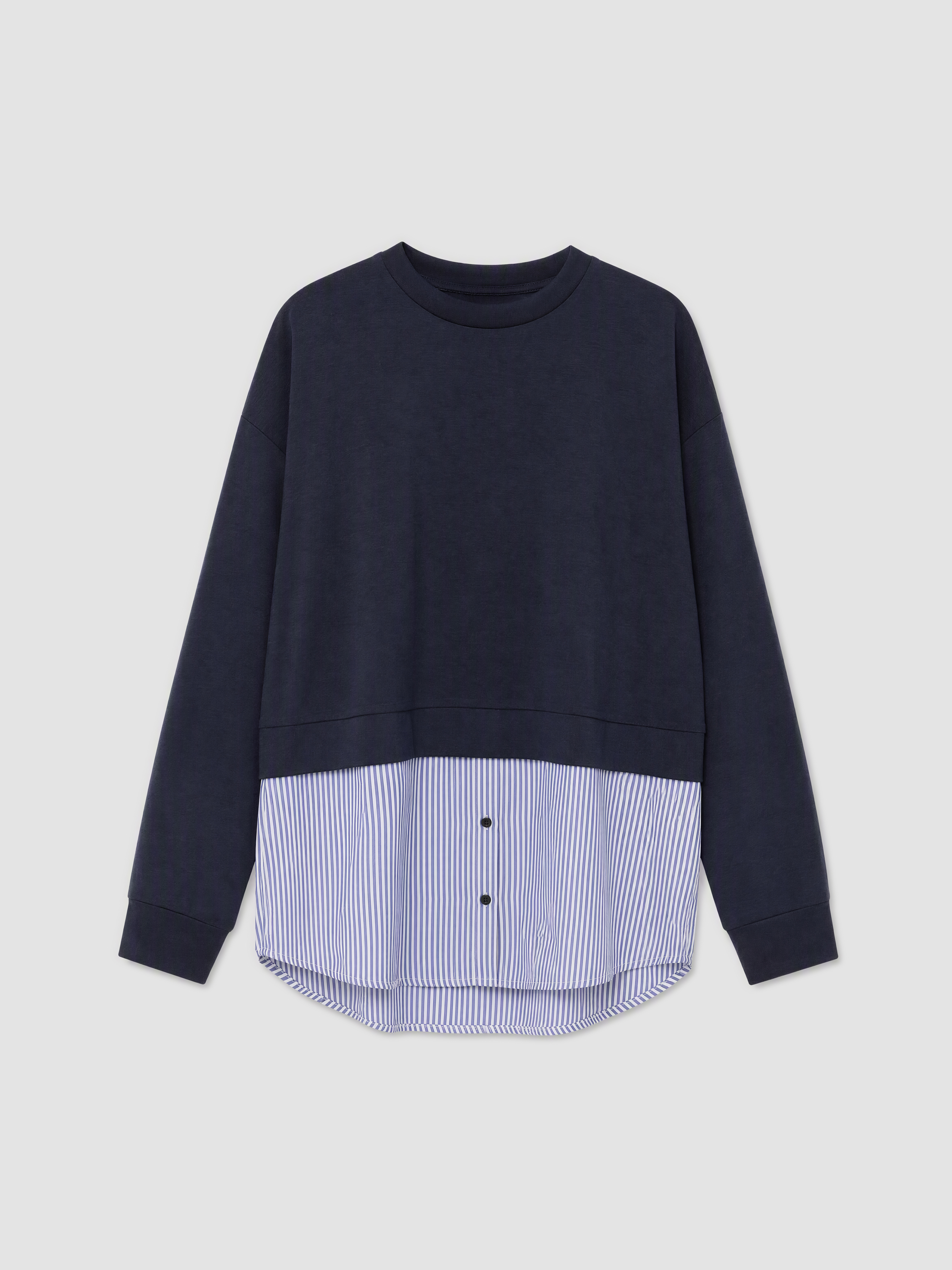 LCW Modest Soft Touch Çizgili Kadın Sweatshirt Tunik görsel 5