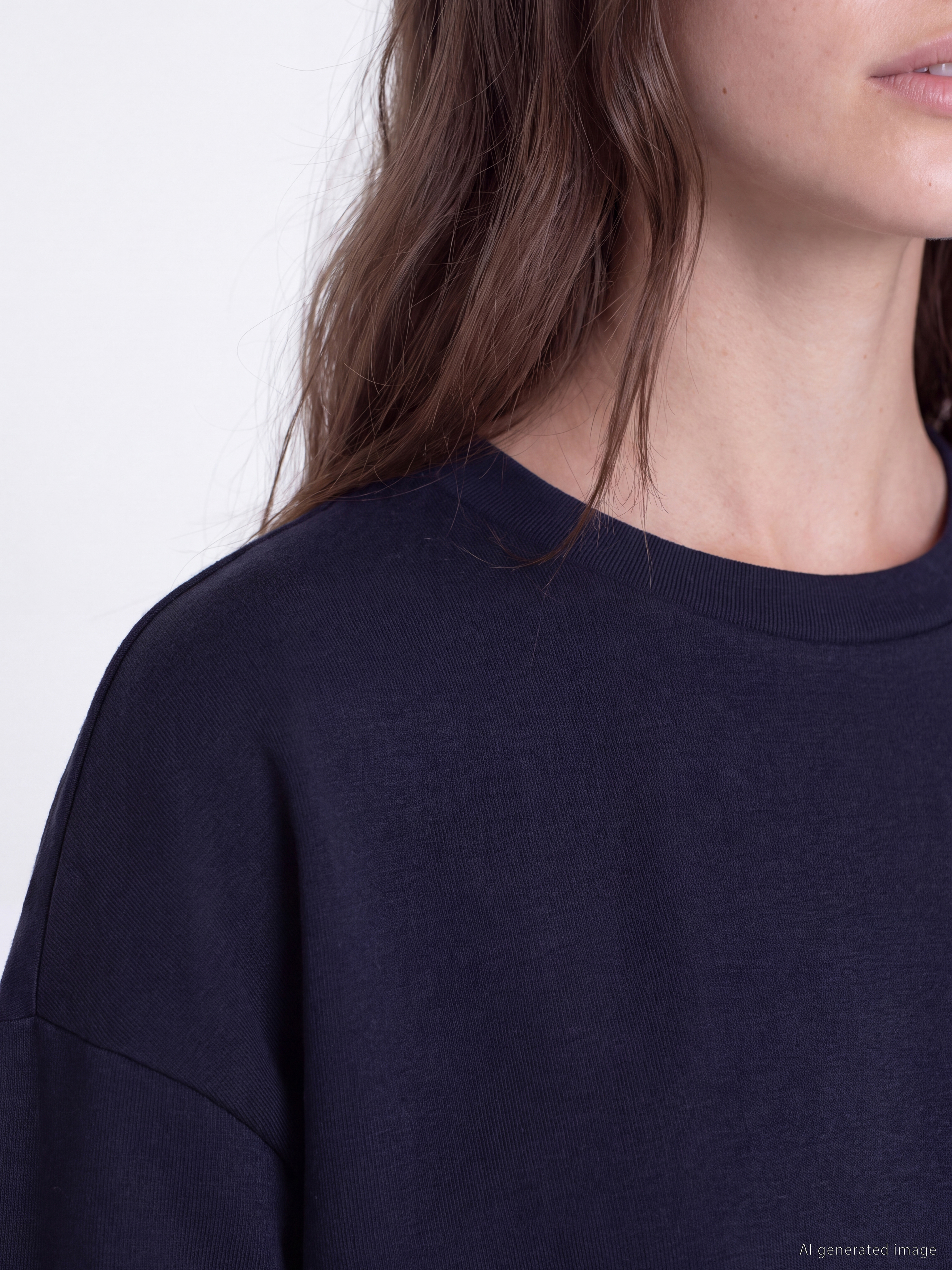 LCW Modest Soft Touch Çizgili Kadın Sweatshirt Tunik görsel 3