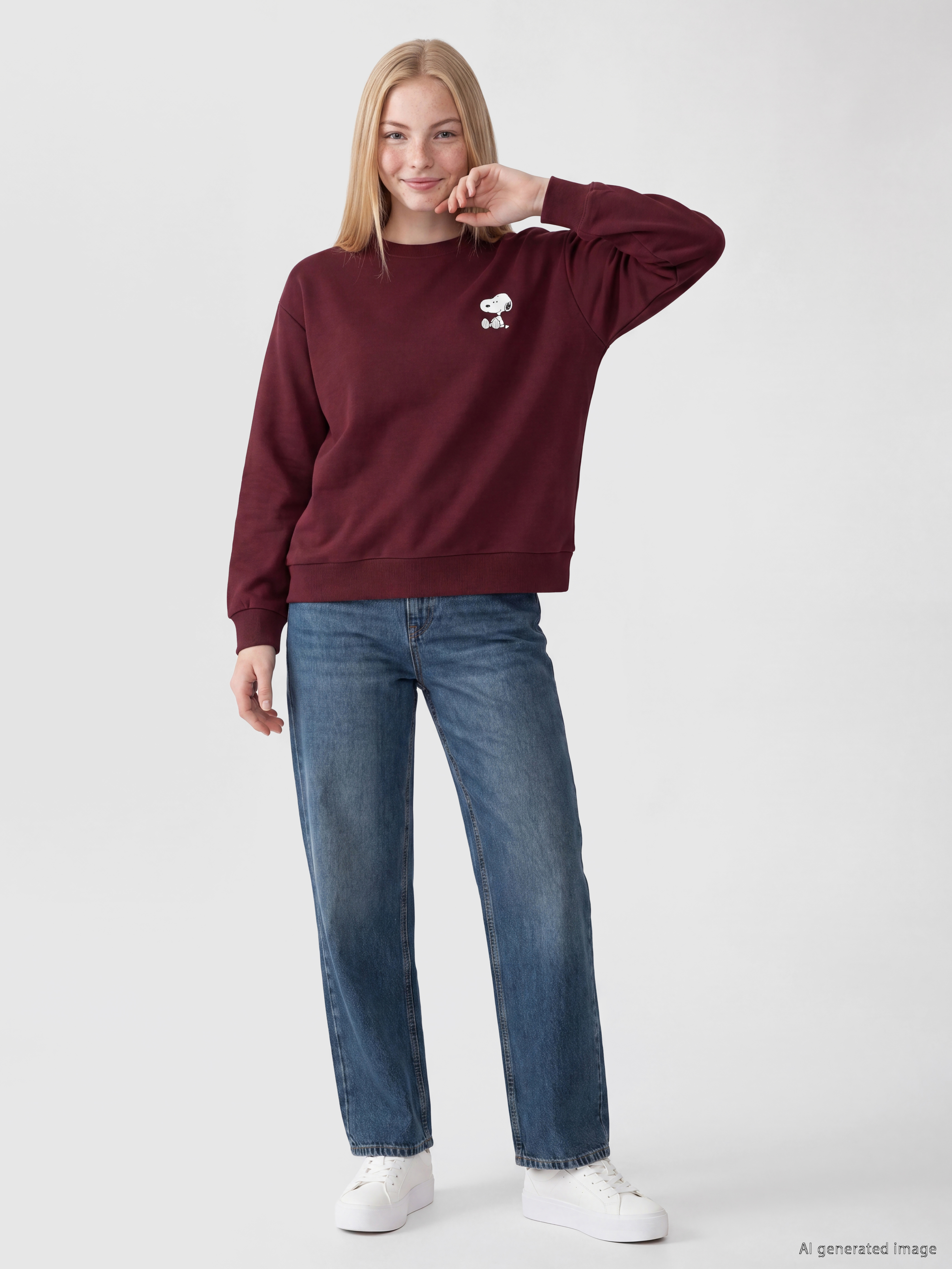 XSIDE Snoopy Baskılı Kalın Oversize Kadın Sweatshirt görsel 2