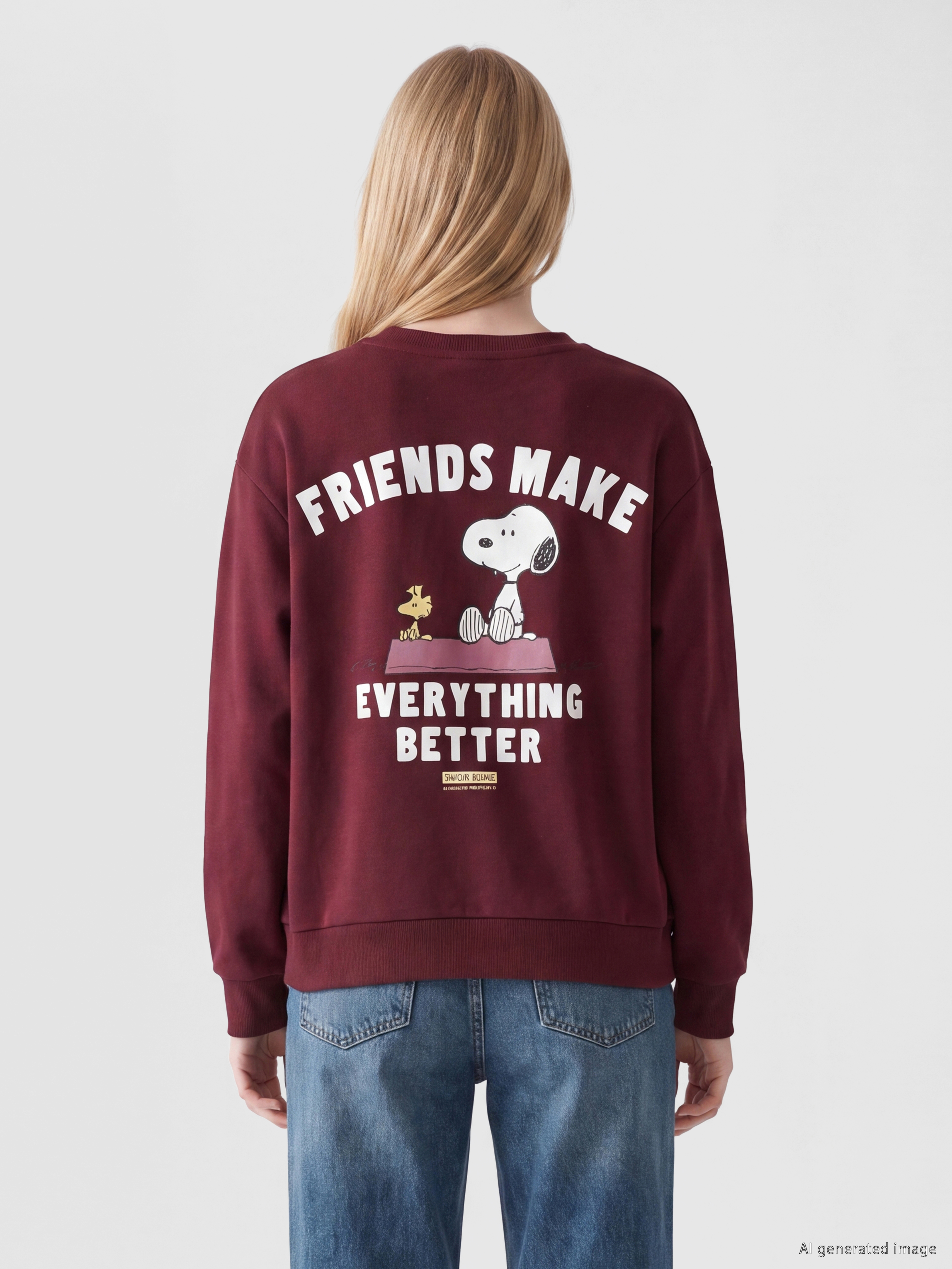 XSIDE Snoopy Baskılı Kalın Oversize Kadın Sweatshirt görsel 4