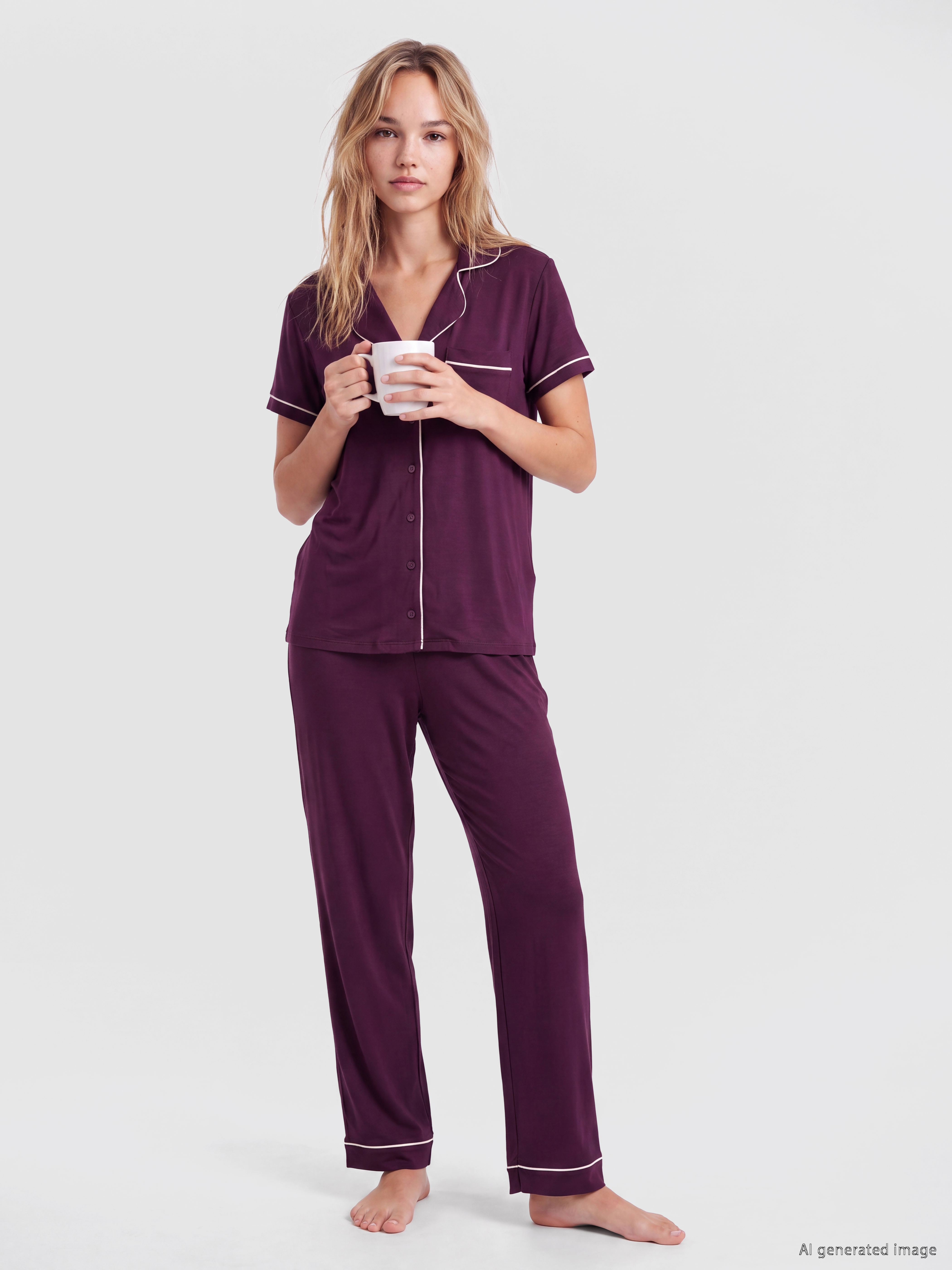 LCW DREAM Gömlek Yaka Kadın Pijama Takımı