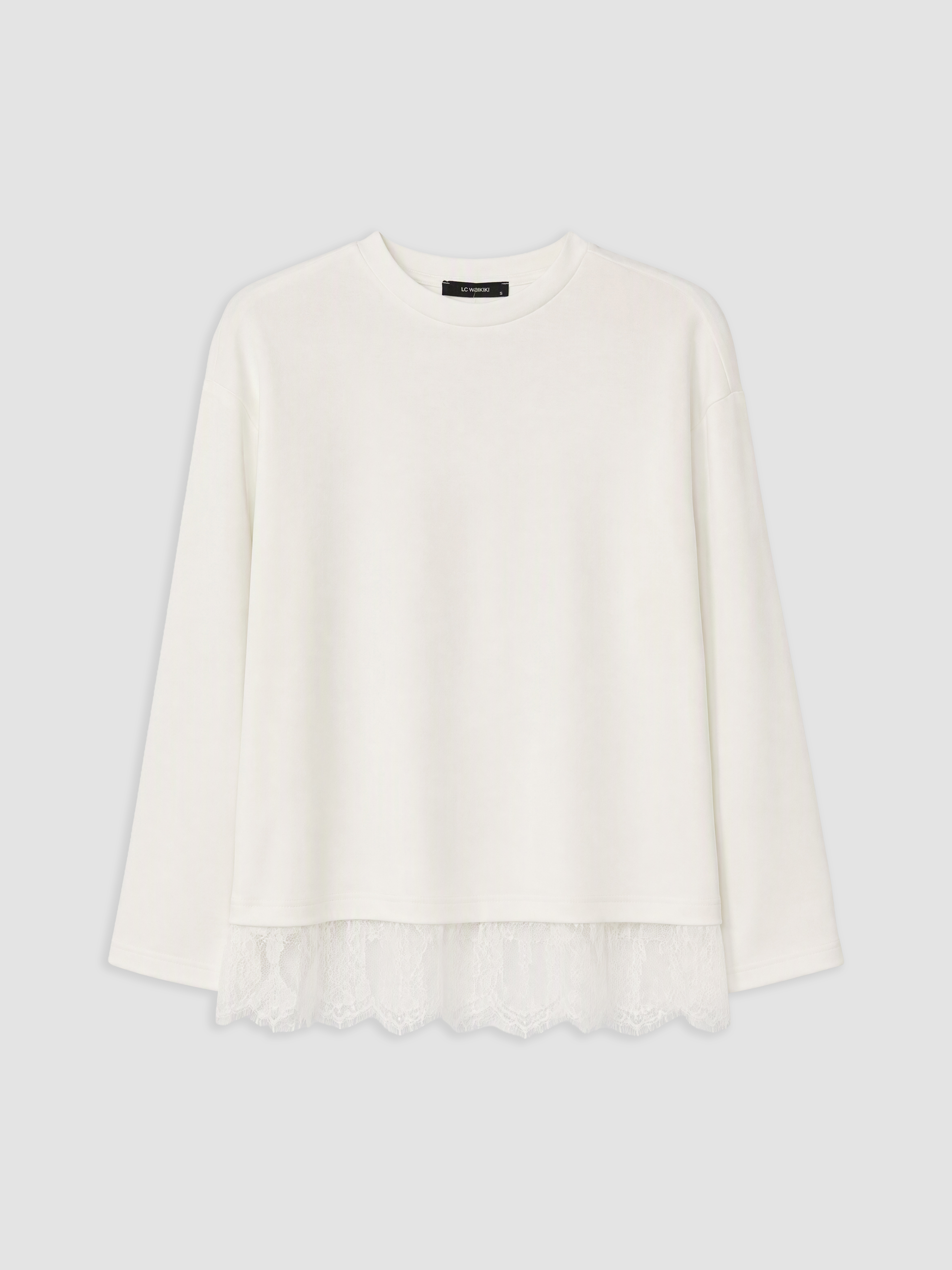 LCW Comfort Dantel Detaylı Soft Touch Kadın Sweatshirt görsel 5