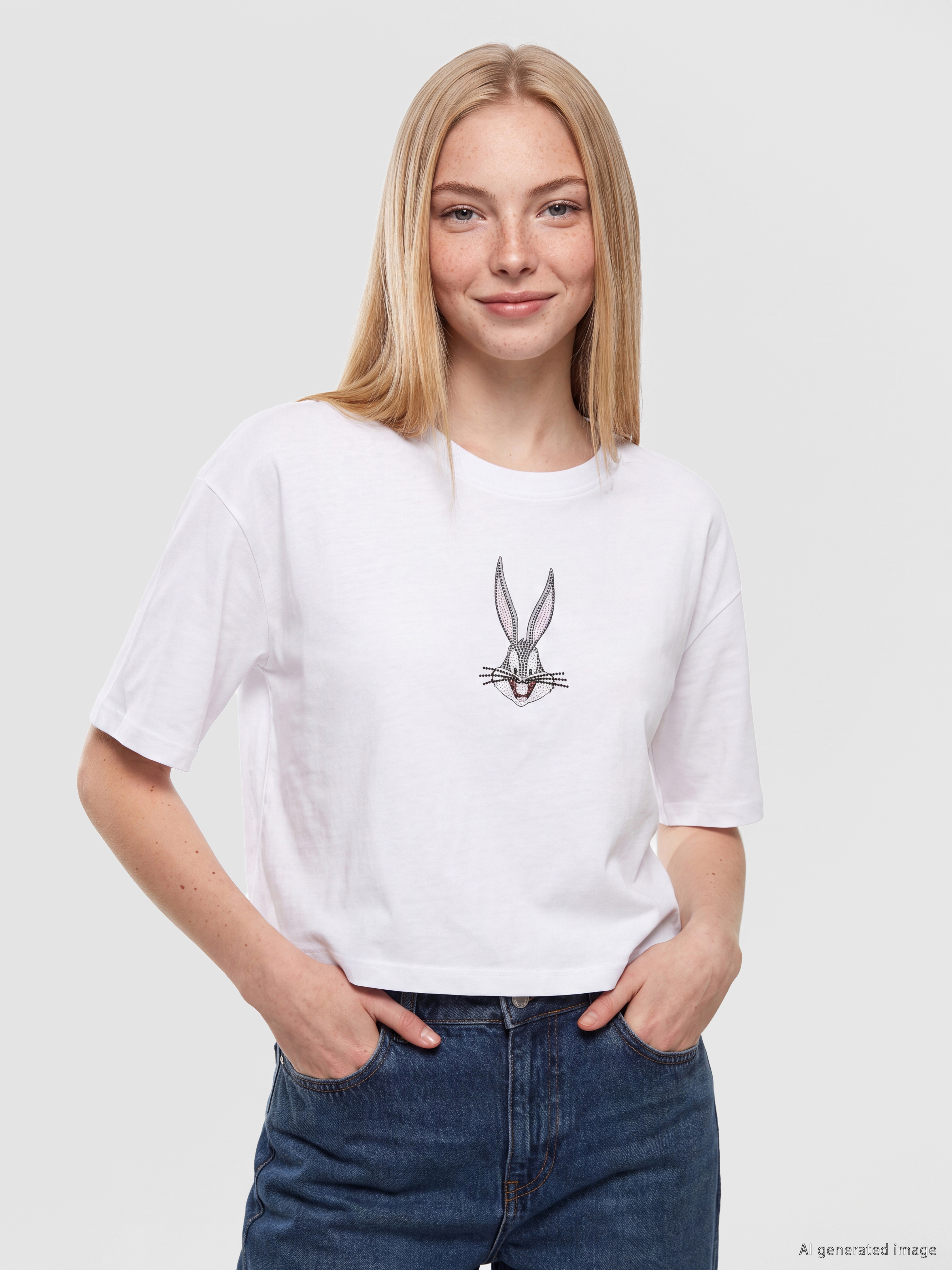 XSIDE Taşlı Bugs Bunny Baskılı Kadın Tişört