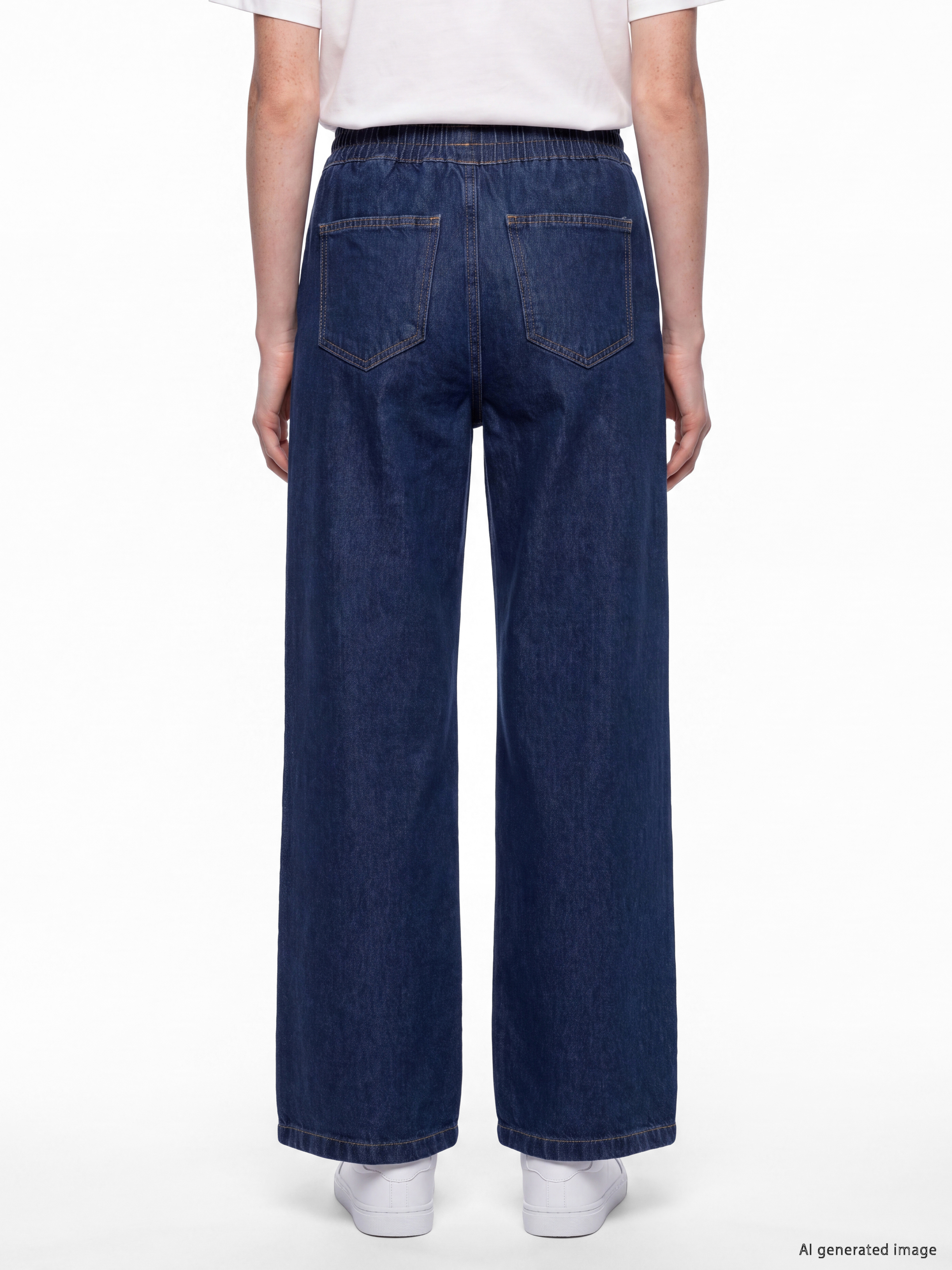 LCW Comfort Beli Lastikli Wideleg Kadın Jean Pantolon görsel 4