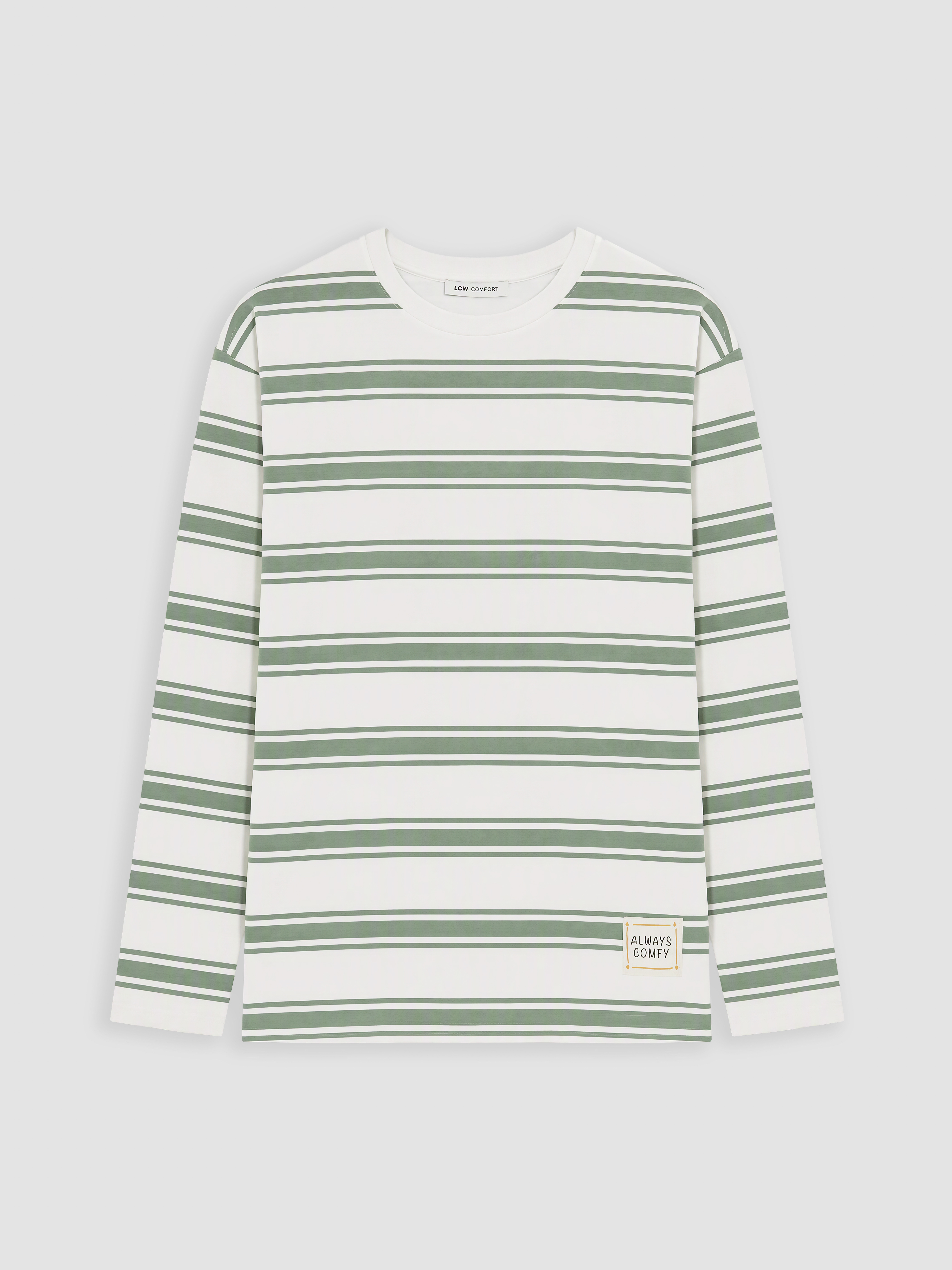 LCW Comfort Bisiklet Yaka Çizgili Kadın Sweatshirt görsel 5