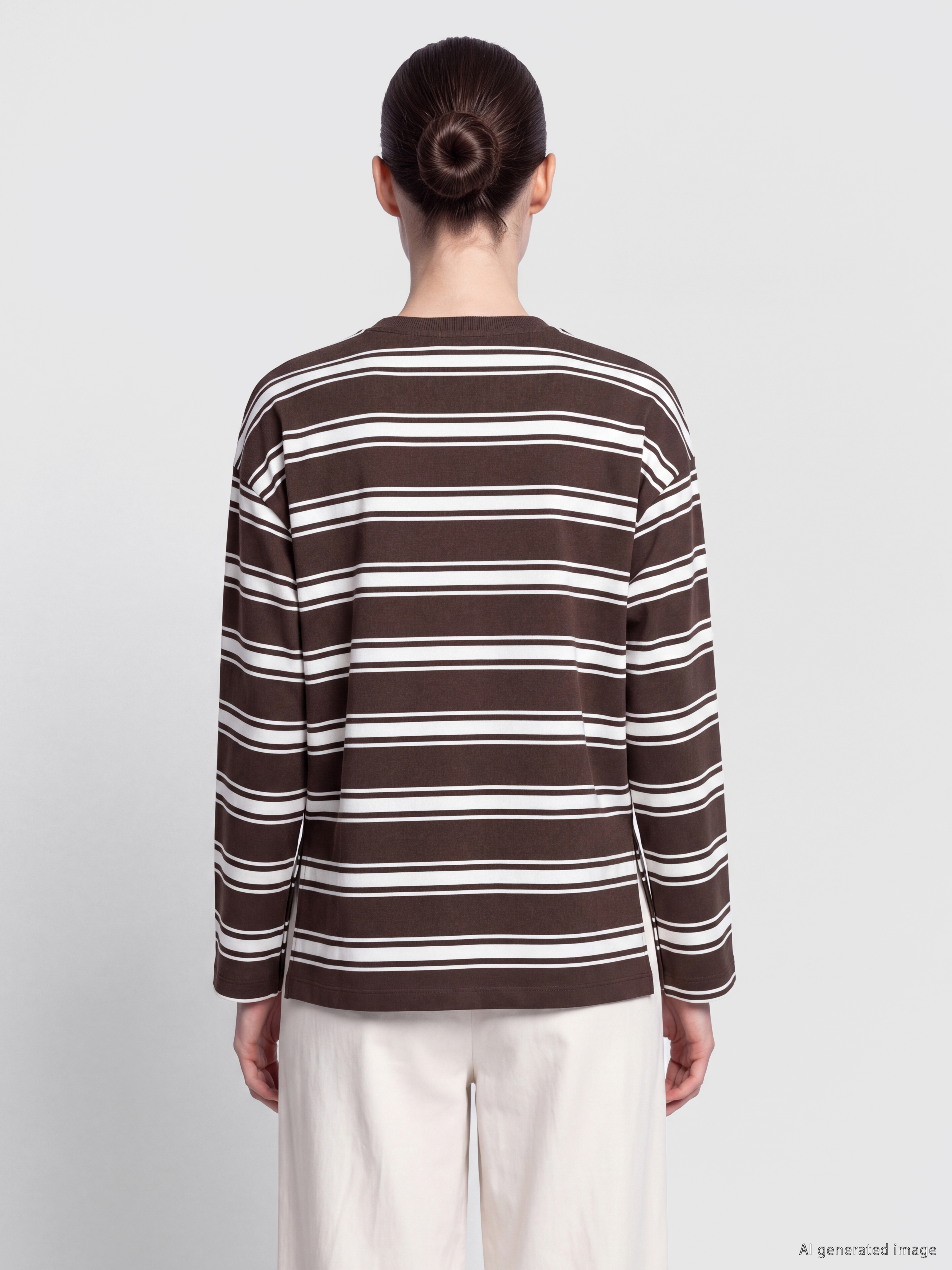 LCW Comfort Bisiklet Yaka Çizgili Kadın Sweatshirt görsel 4