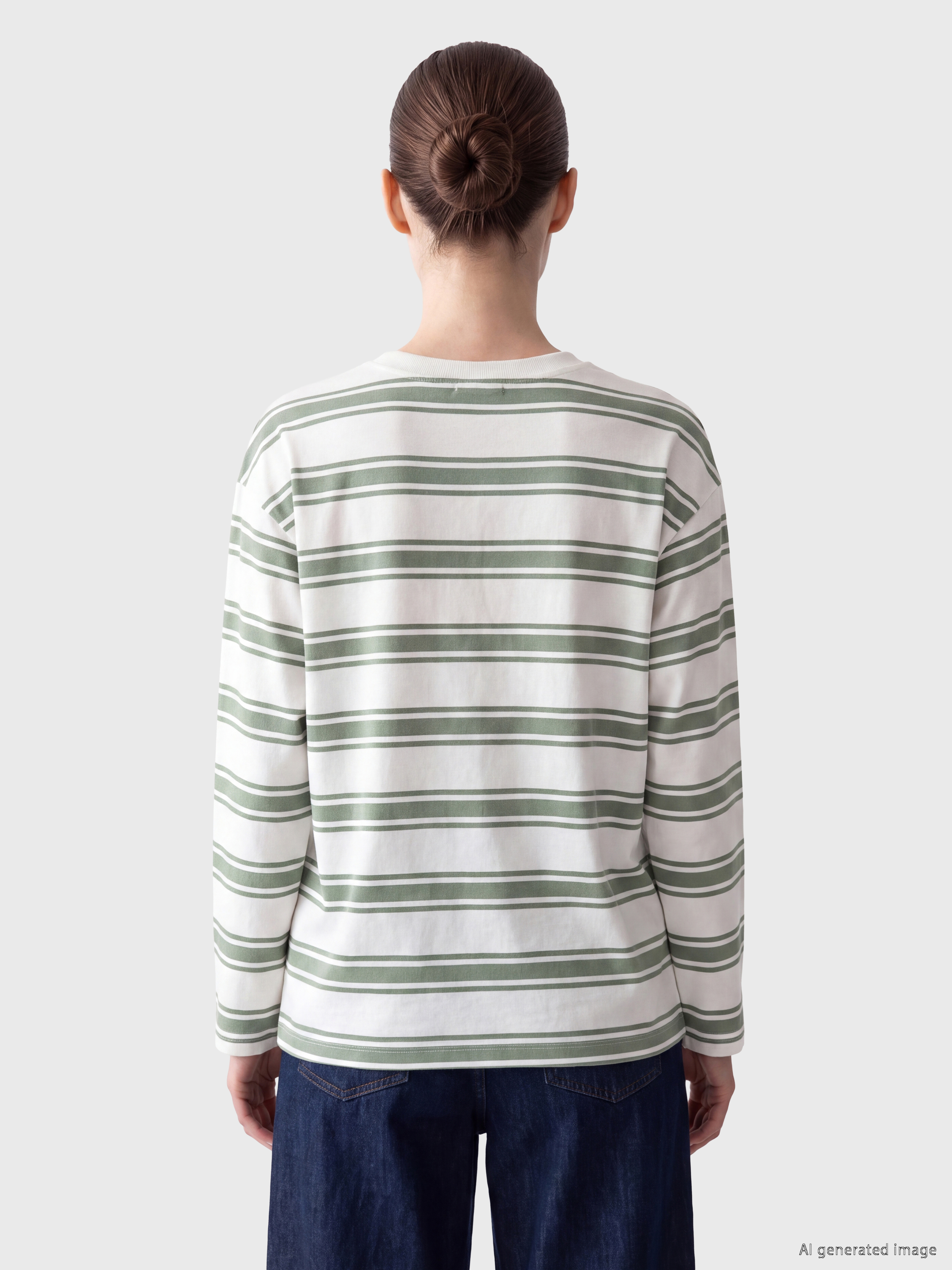 LCW Comfort Bisiklet Yaka Çizgili Kadın Sweatshirt görsel 4