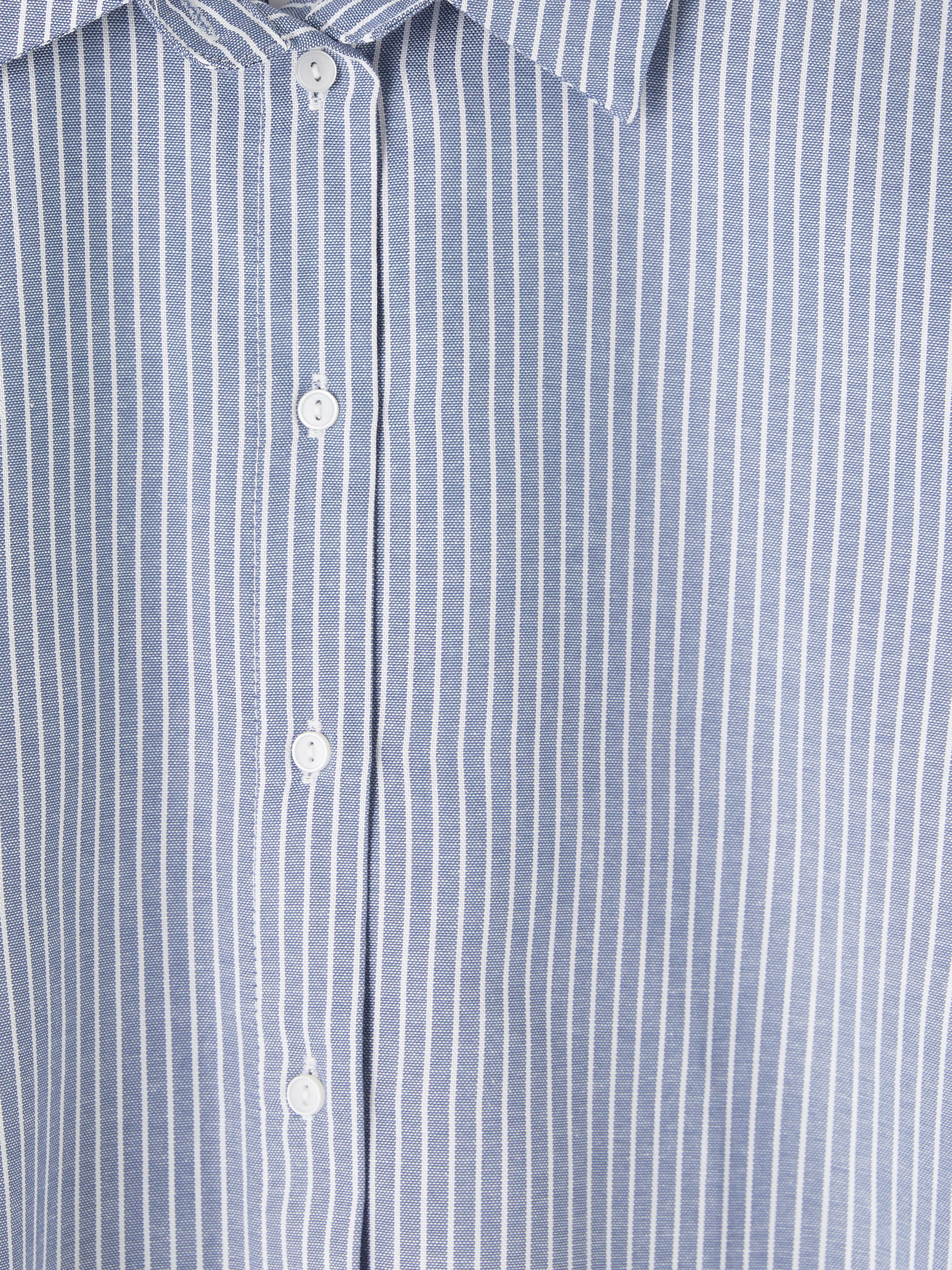 LCW Vision Çizgili Oversize Oxford Kadın Gömlek görsel 7