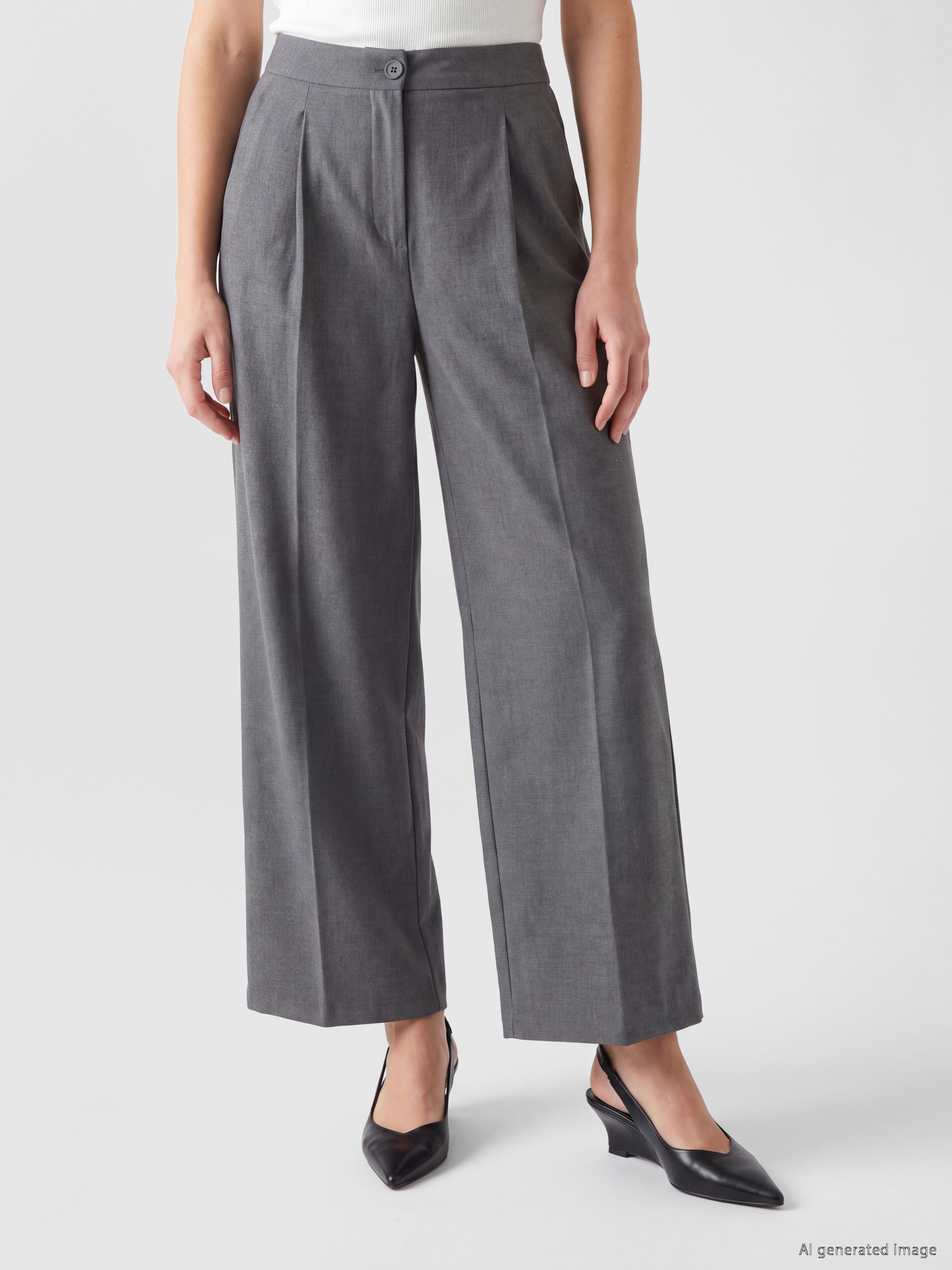 LCW Modest Loose Fit Kadın Pileli Kumaş Pantolon görsel 3
