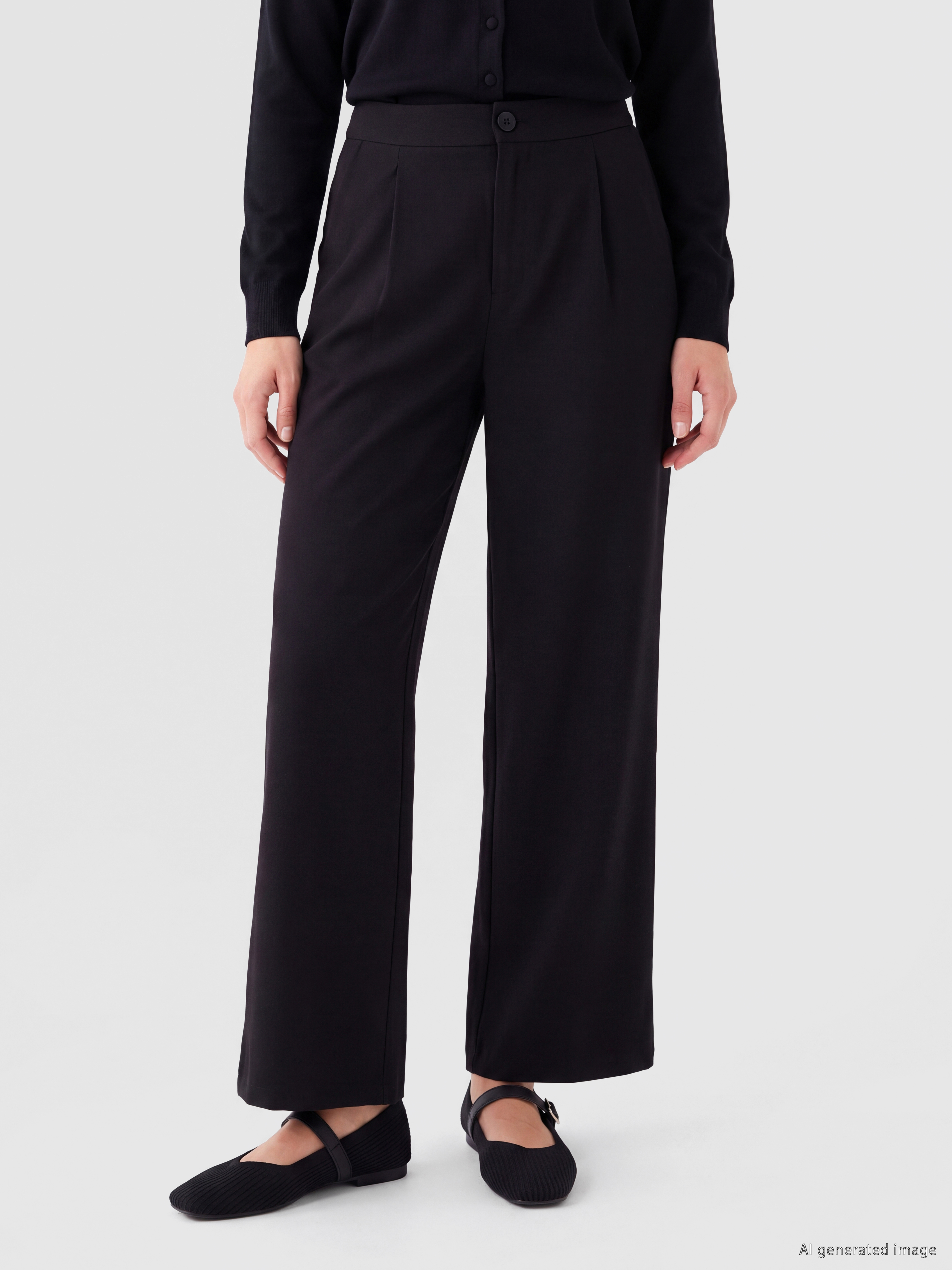LCW Modest Loose Fit Kadın Pileli Kumaş Pantolon görsel 3