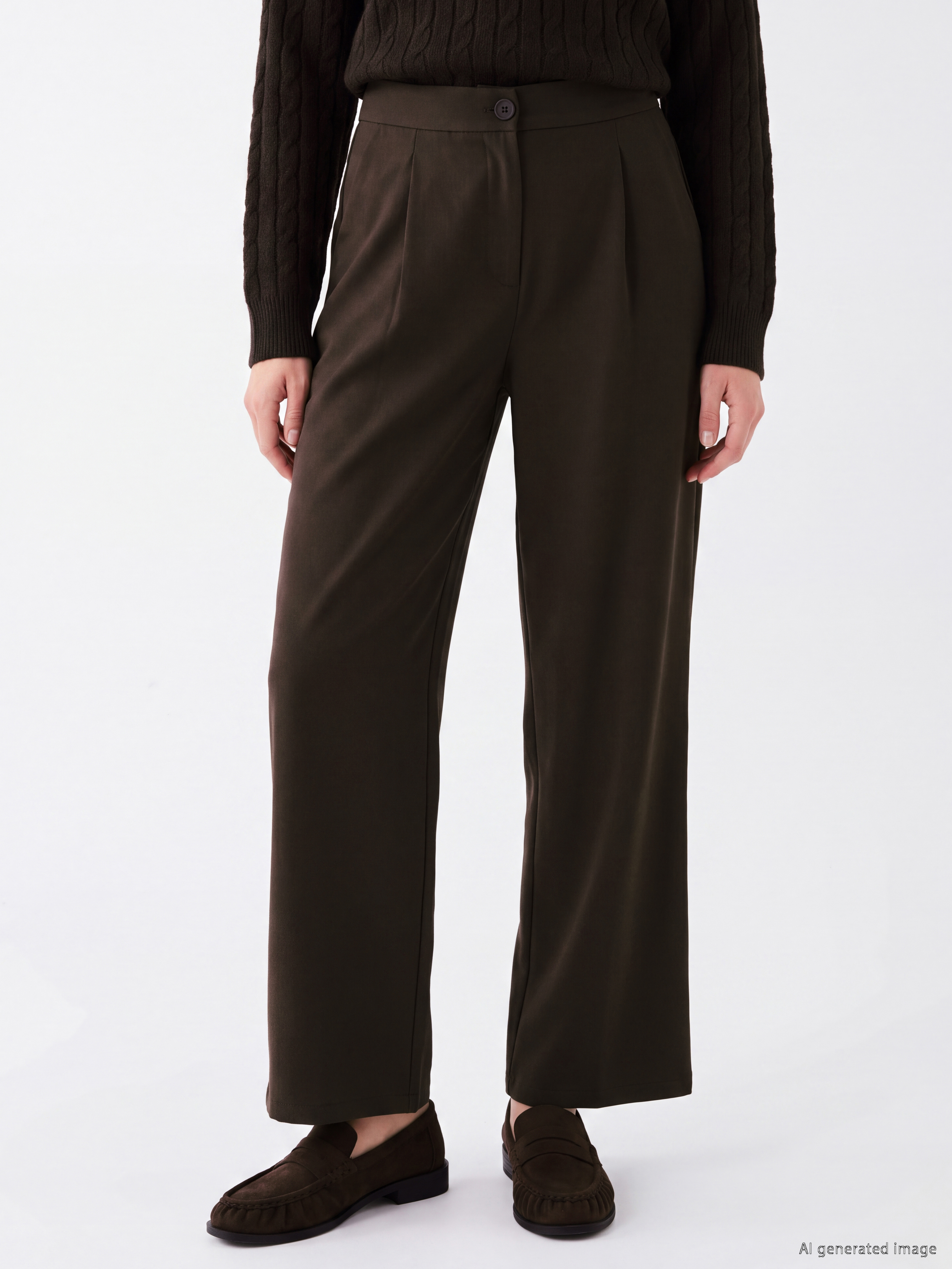 LCW Modest Loose Fit Kadın Pileli Kumaş Pantolon görsel 2