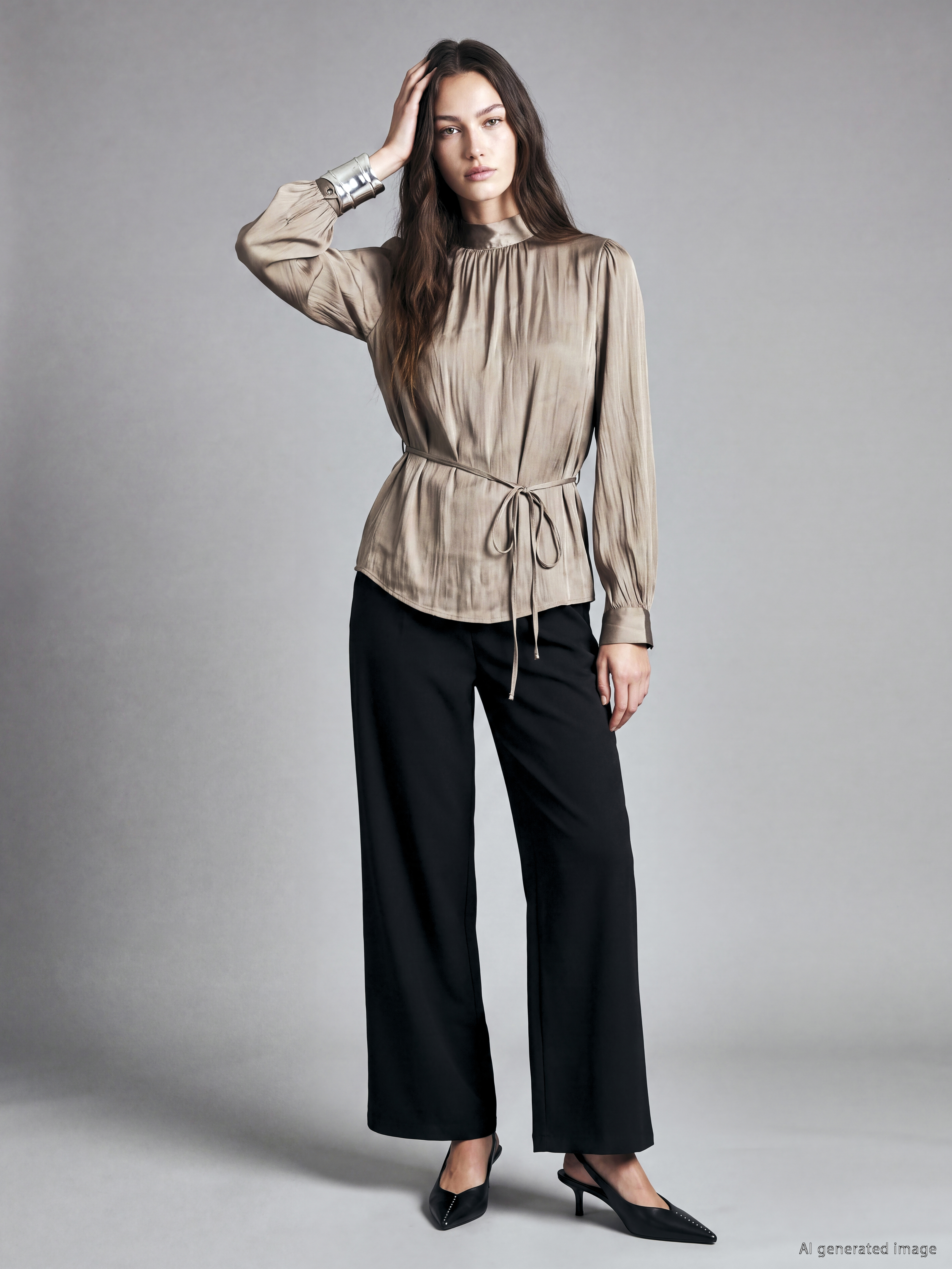 LCW Modest Loose Fit Kadın Pileli Kumaş Pantolon