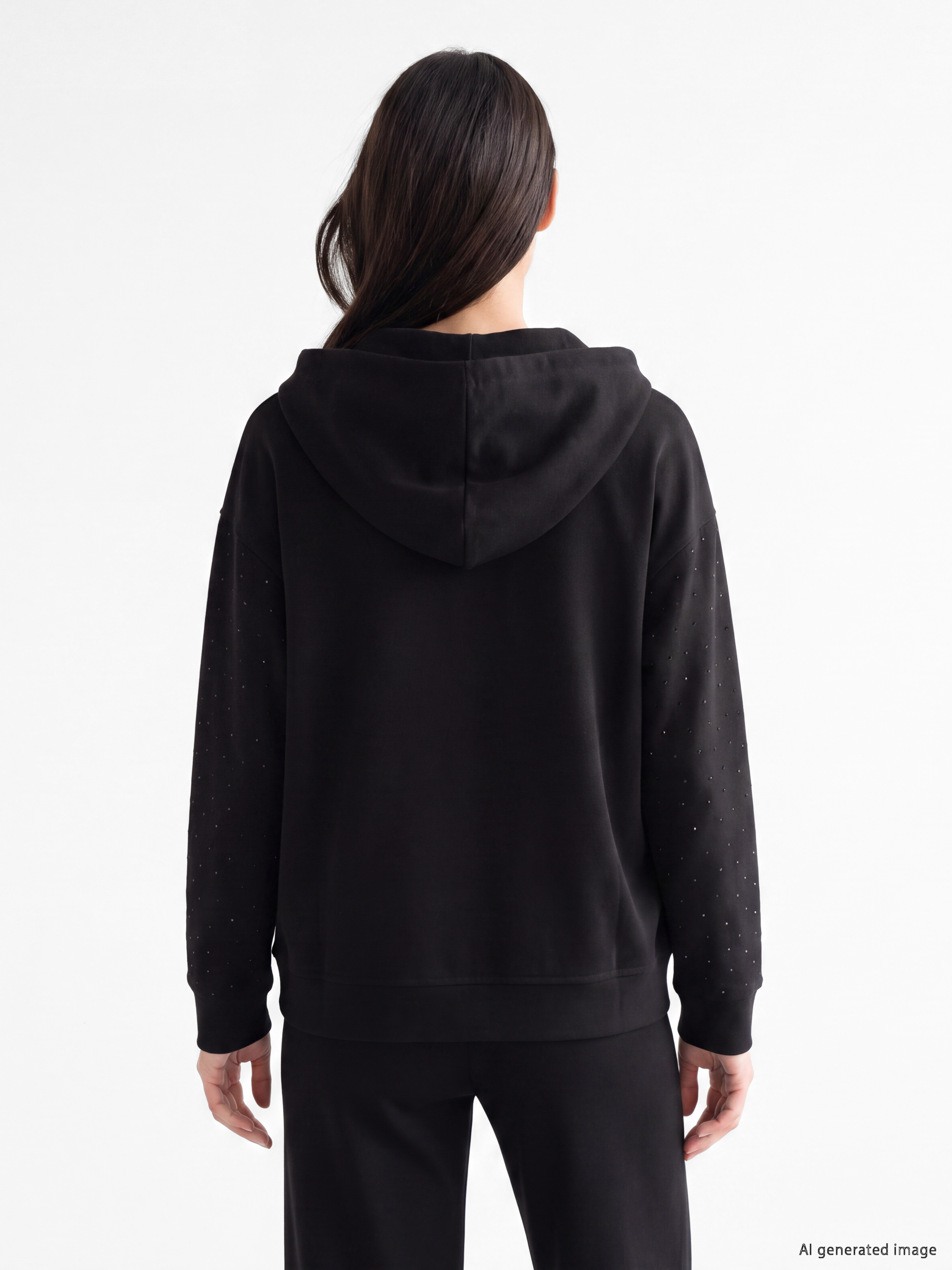 LCW EVERYDAY Soft Touch Taşlı Kadın Fermuarlı Sweatshirt görsel 4