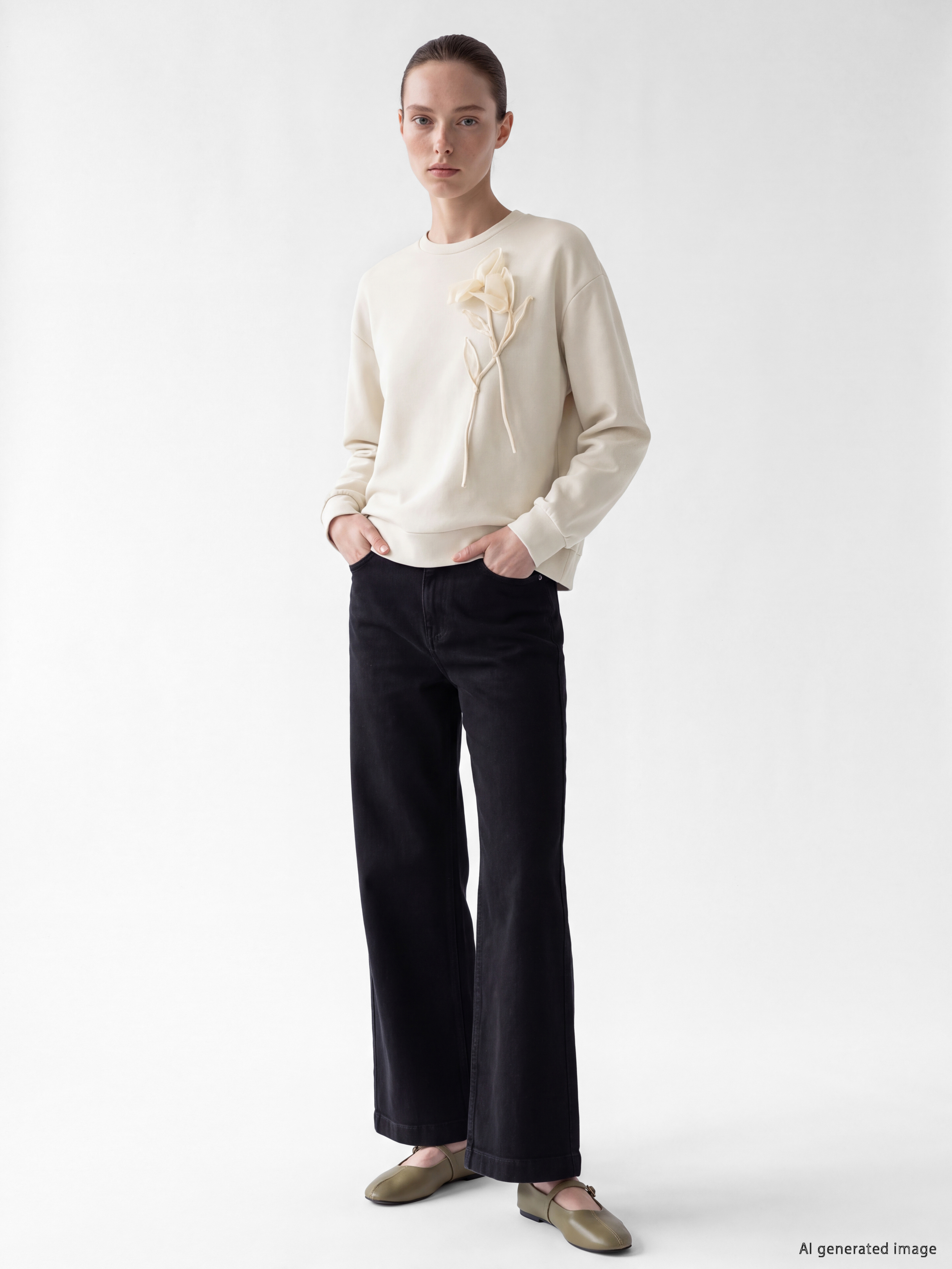 LCW Comfort Nakışlı Soft Touch Kadın Sweatshirt görsel 2
