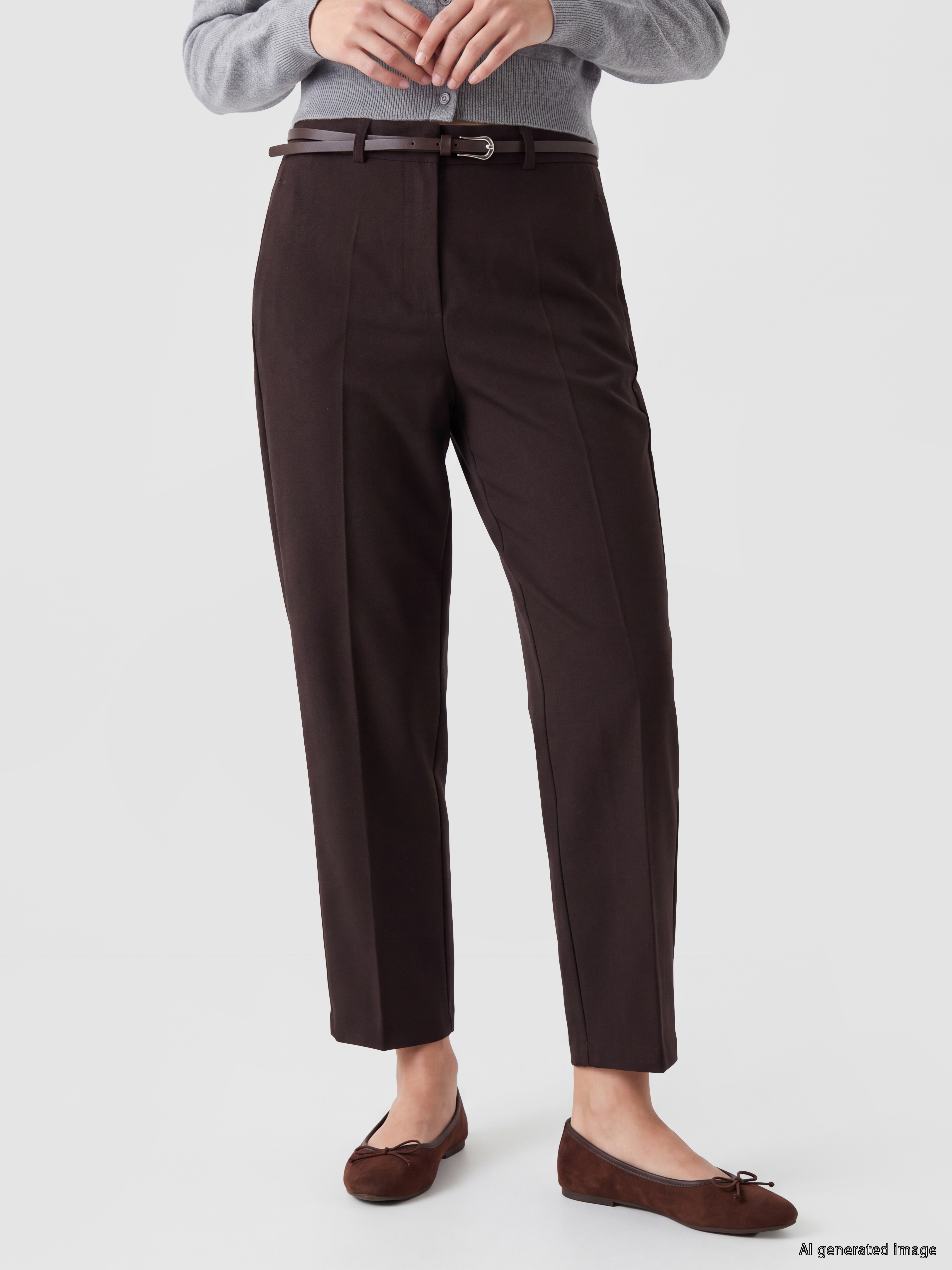 LCWAIKIKI Classic Cigarette Fit Kemerli Kadın Pantolon görsel 2