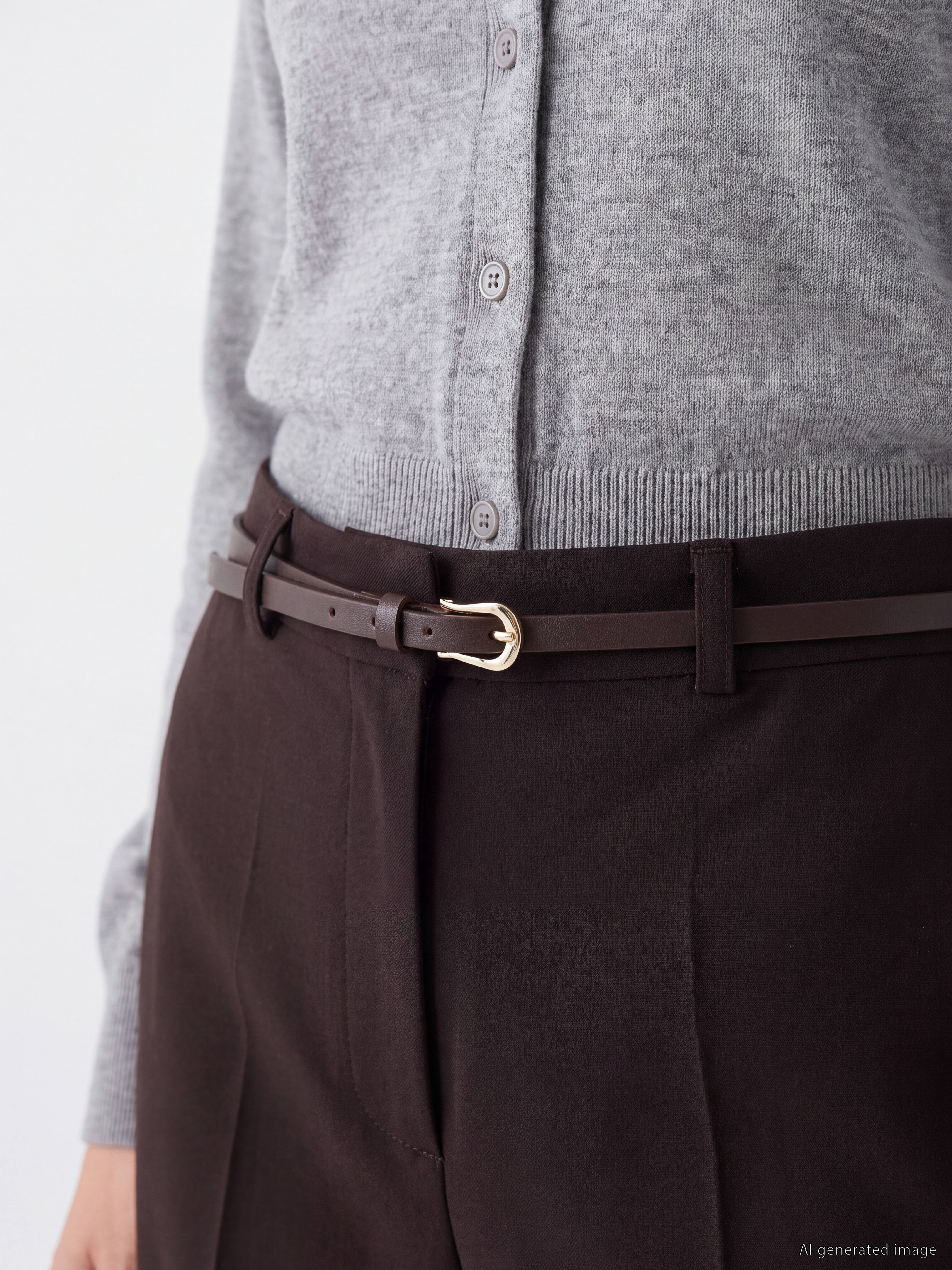 LCWAIKIKI Classic Cigarette Fit Kemerli Kadın Pantolon görsel 3
