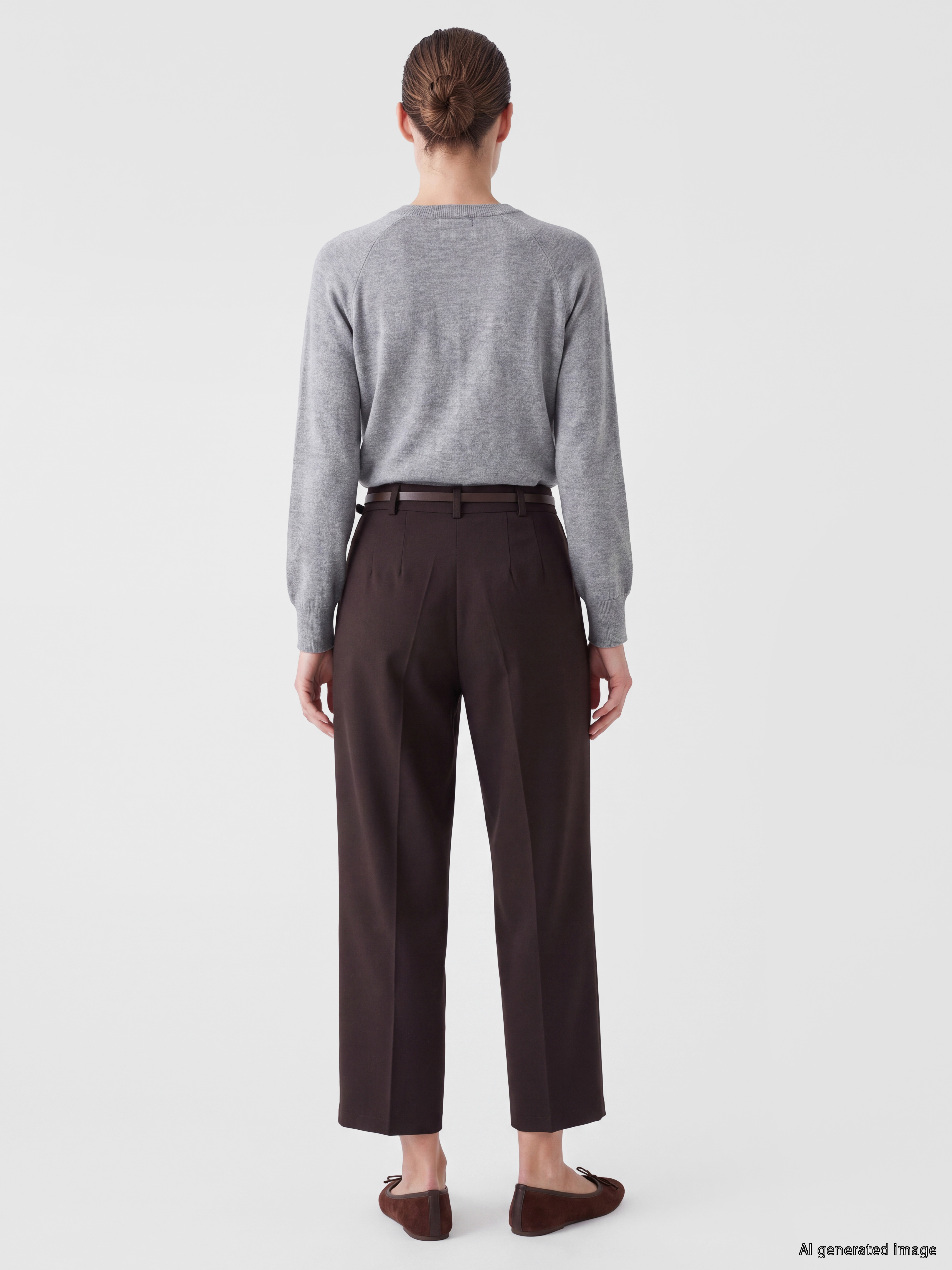 LCWAIKIKI Classic Cigarette Fit Kemerli Kadın Pantolon görsel 4
