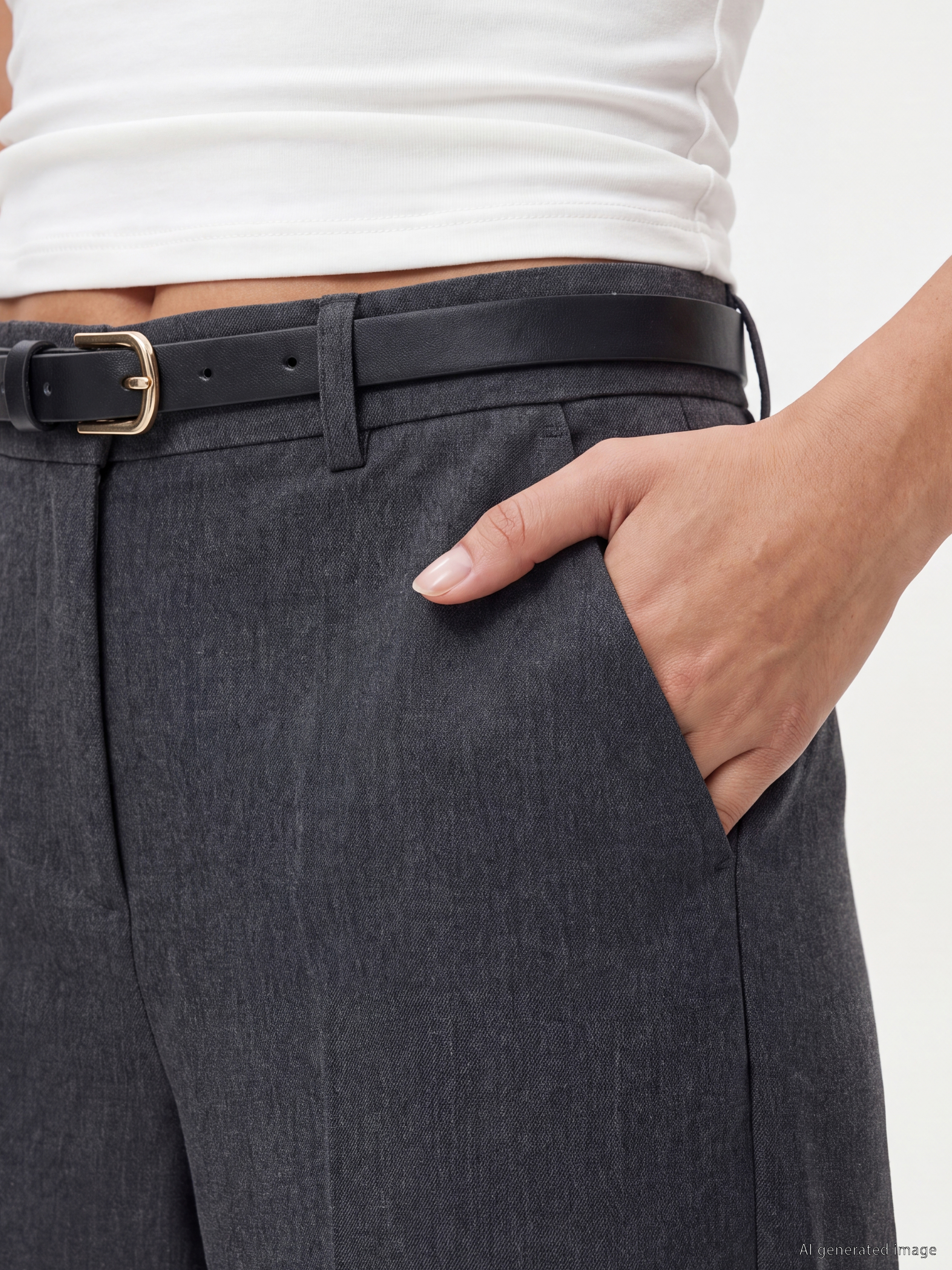 LCWAIKIKI Classic Beli Kemerli Geniş Paça Kadın Pantolon görsel 4