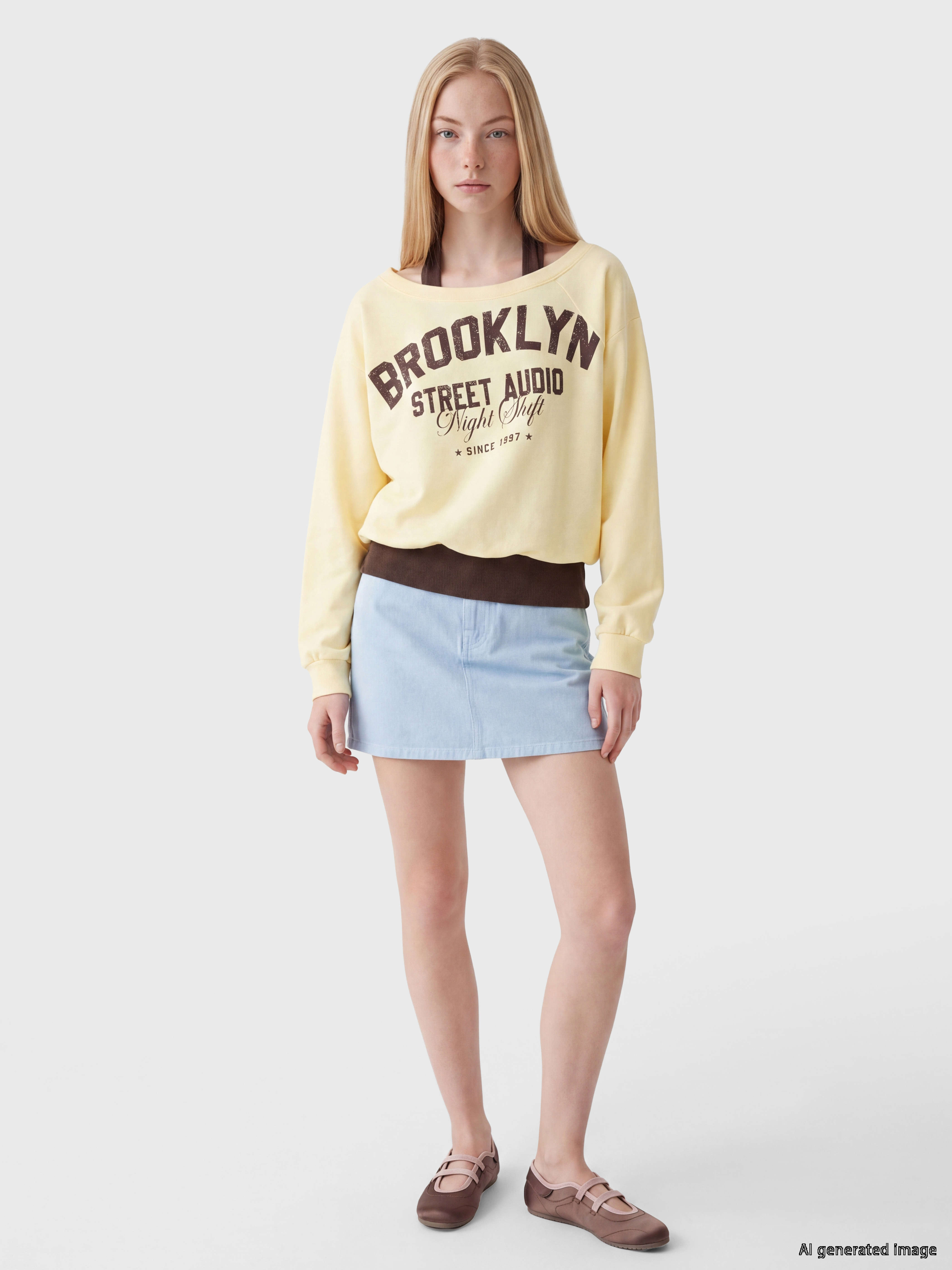 XSIDE Kayık Yaka Soft Touch Kadın Sweatshirt görsel 2