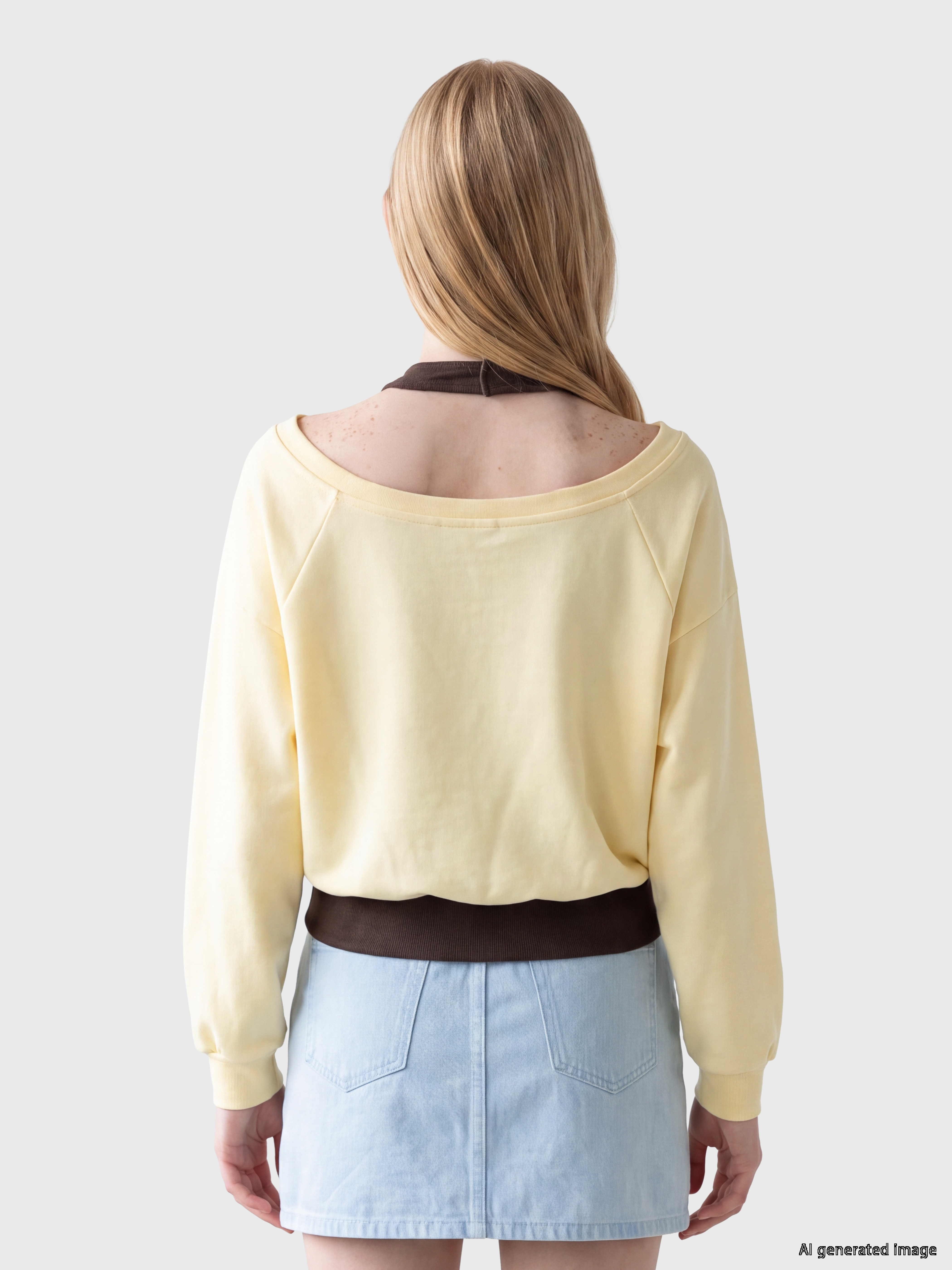 XSIDE Kayık Yaka Soft Touch Kadın Sweatshirt görsel 4