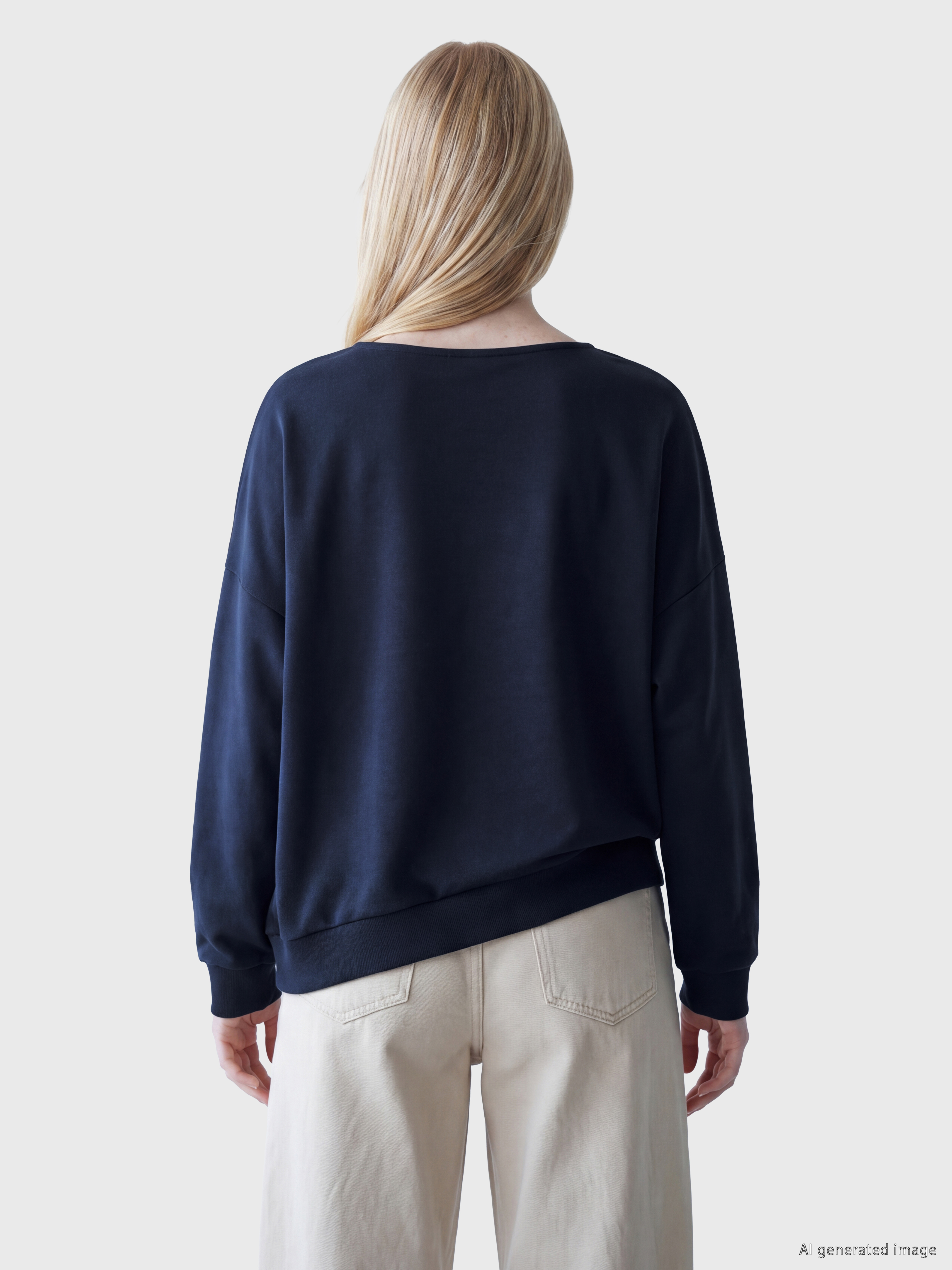 XSIDE Kayık Yaka Nakışlı Oversize Kadın Sweatshirt görsel 4