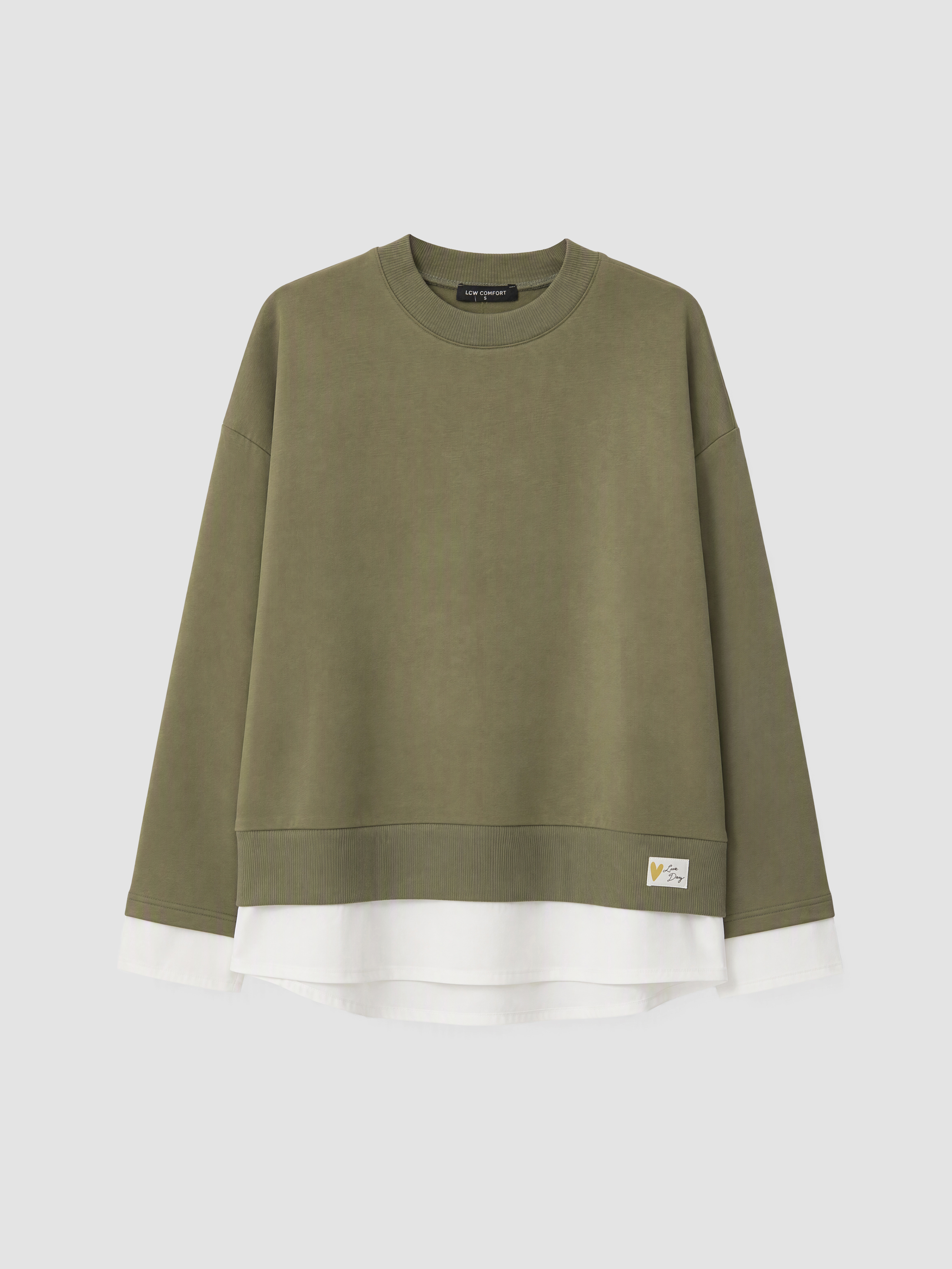 LCW Comfort Bisiklet Yaka Oversize Kadın Sweatshirt görsel 5