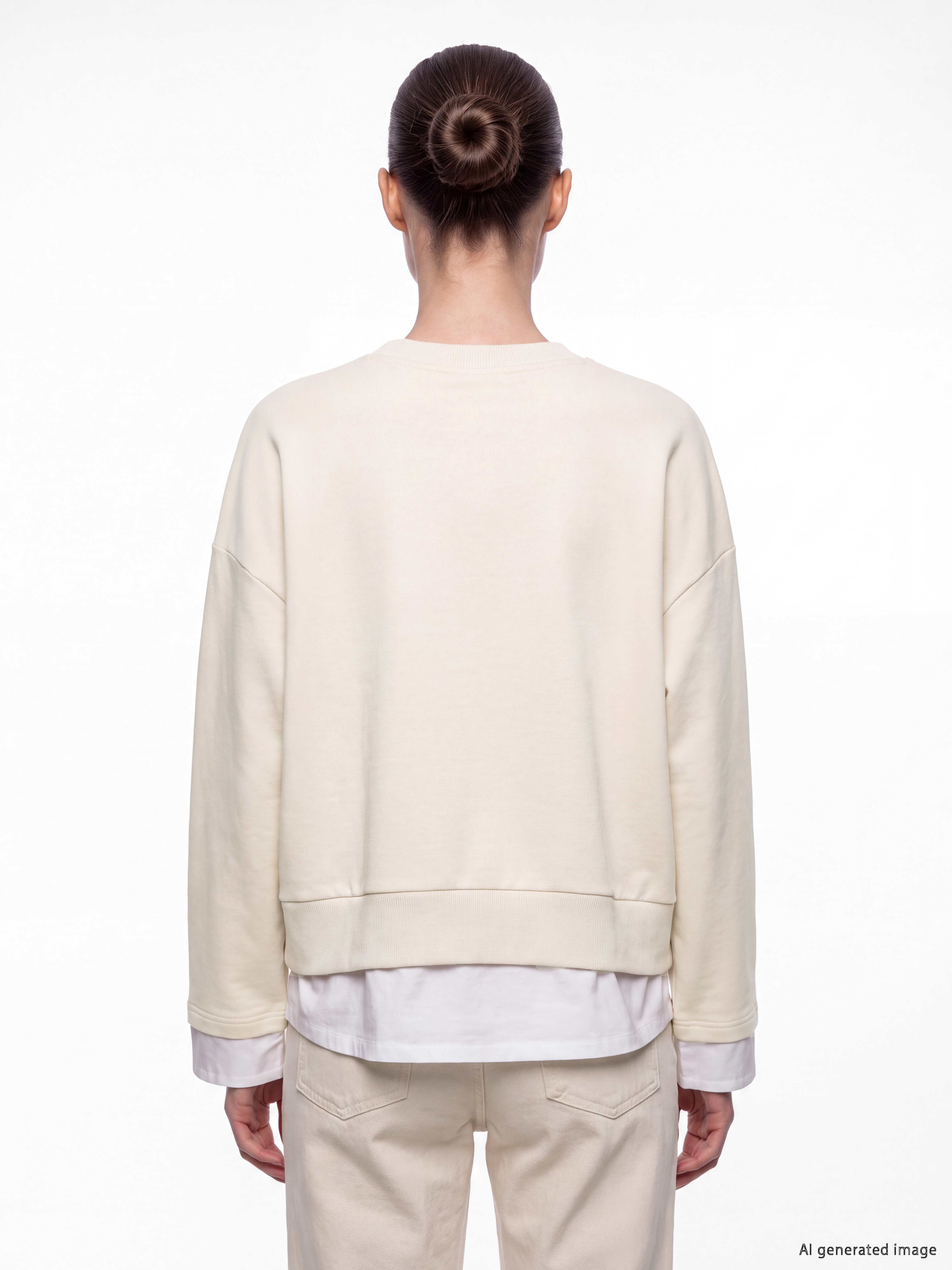 LCW Comfort Bisiklet Yaka Oversize Kadın Sweatshirt görsel 4