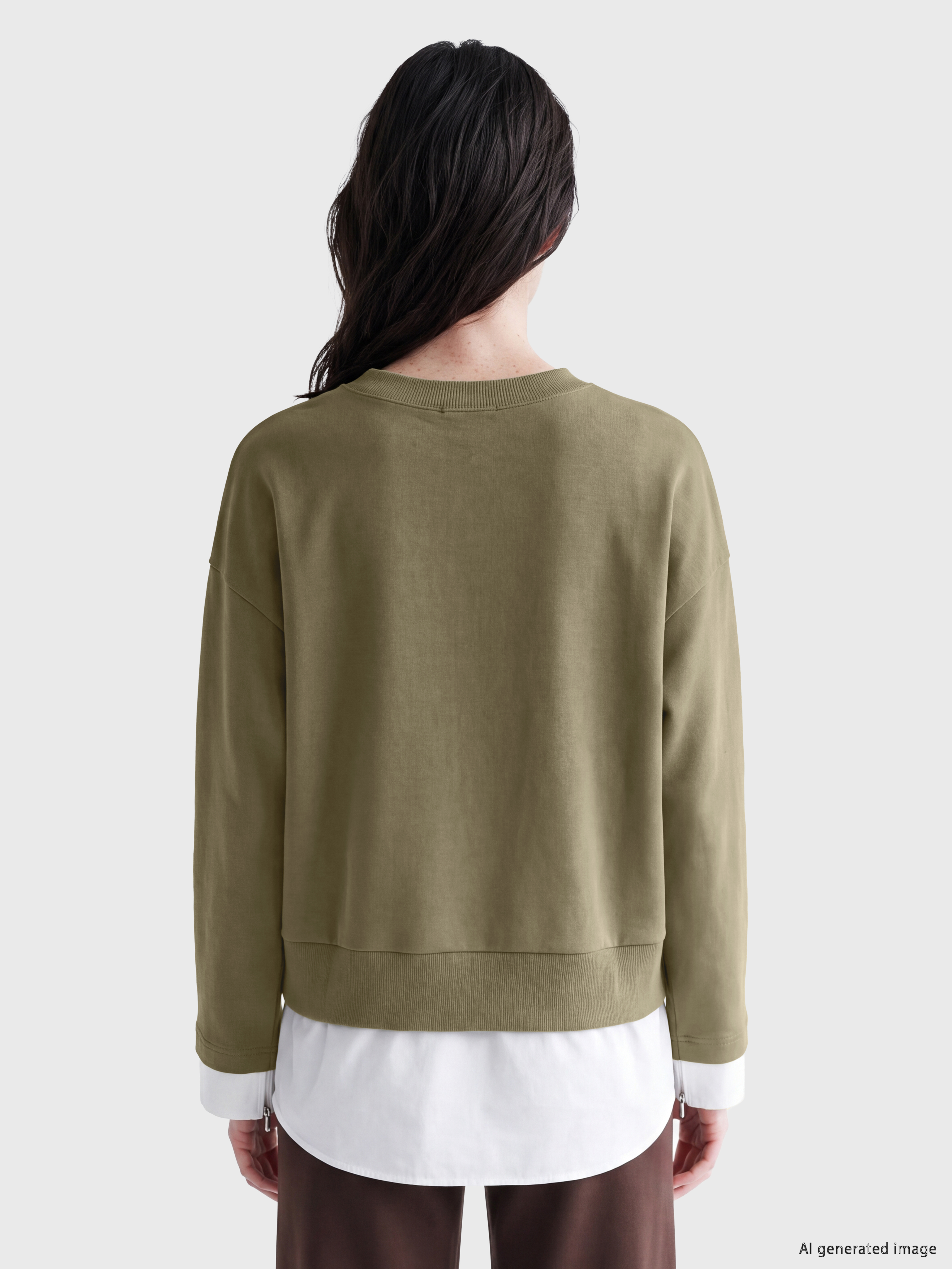 LCW Comfort Bisiklet Yaka Oversize Kadın Sweatshirt görsel 4