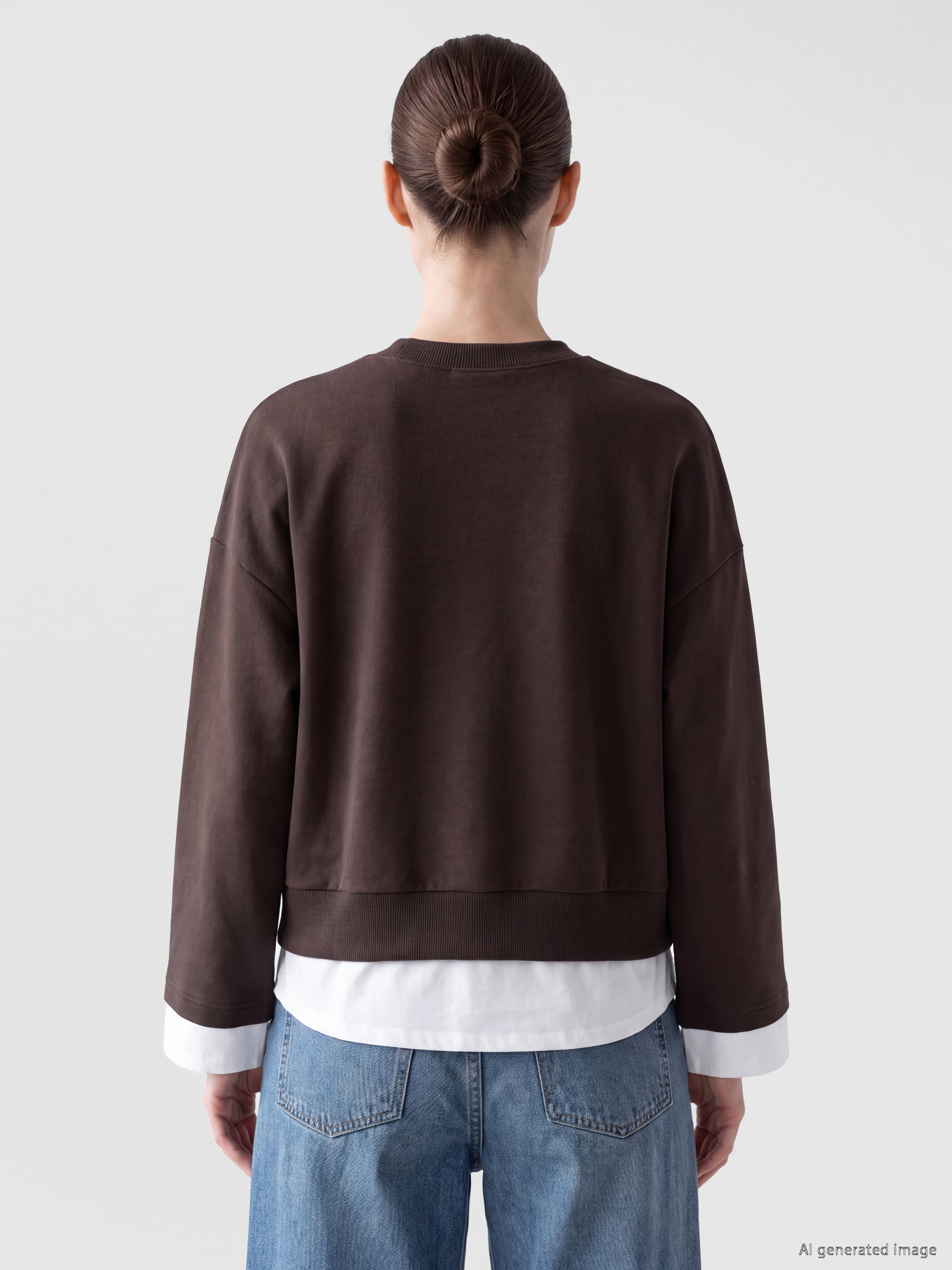 LCW Comfort Bisiklet Yaka Oversize Kadın Sweatshirt görsel 4