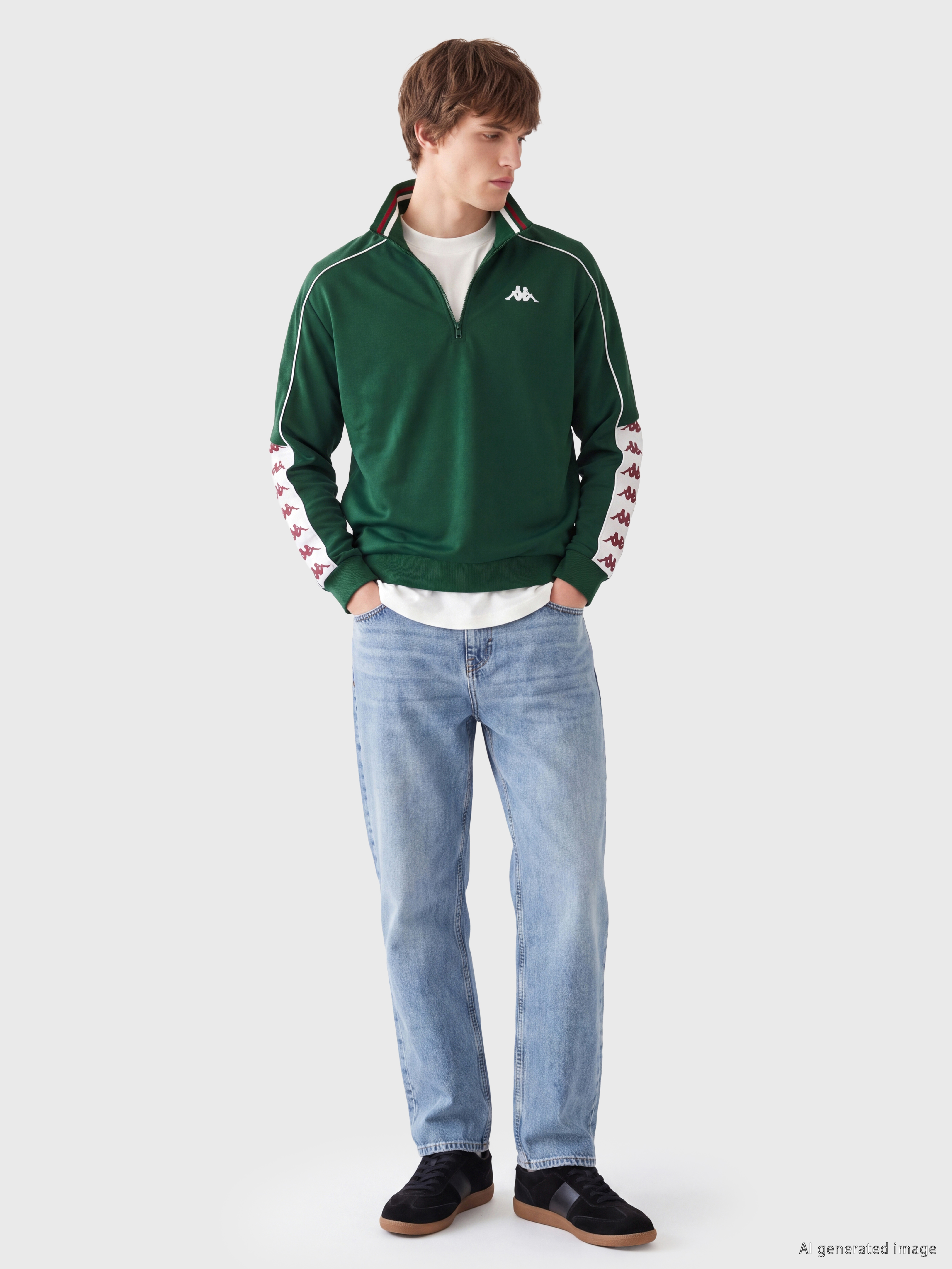 Kappa LC WAIKIKI Dik Yaka Şeritli Erkek Sweatshirt görsel 2