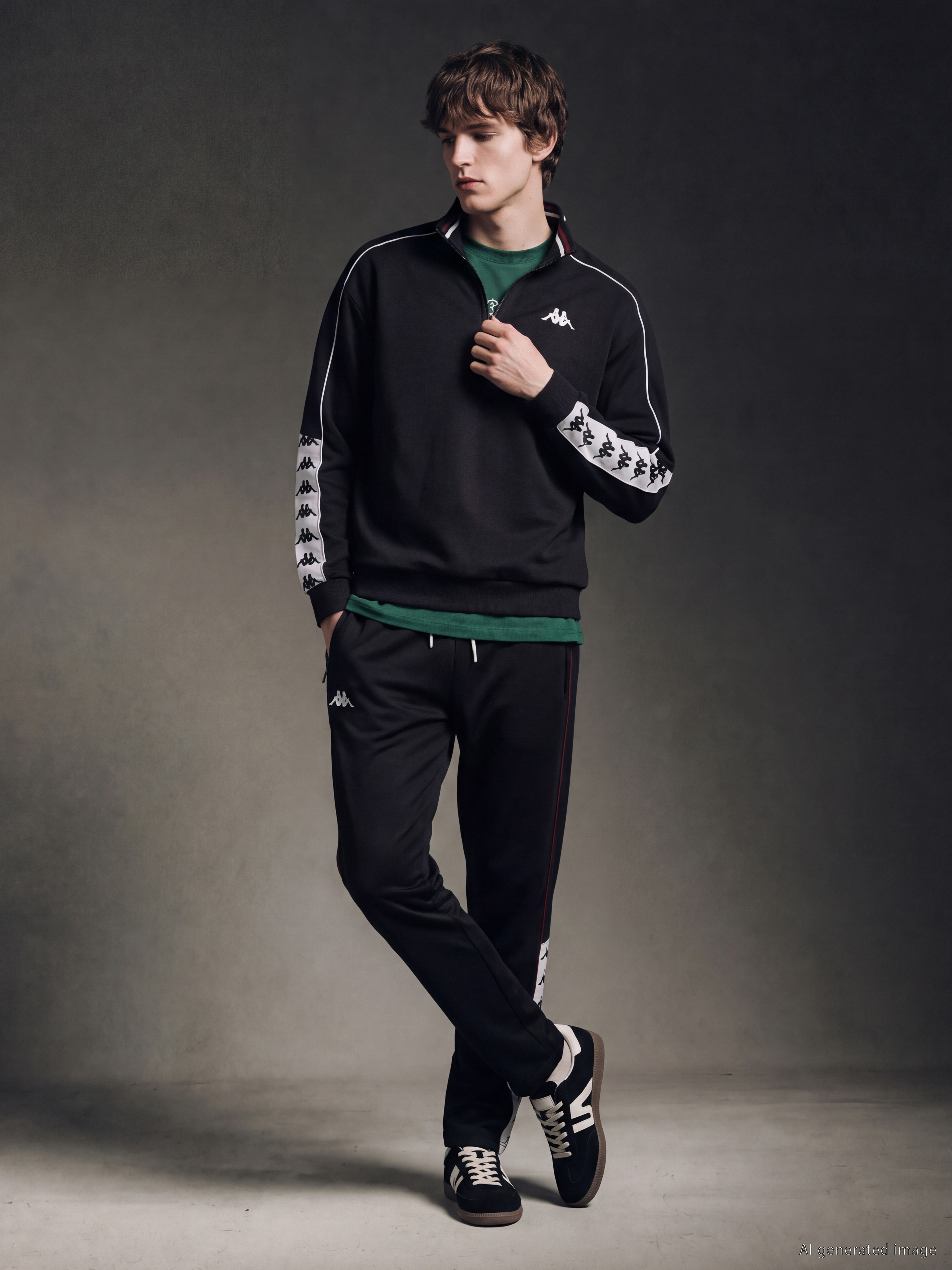 Kappa LC WAIKIKI Dik Yaka Şeritli Erkek Sweatshirt görsel 3