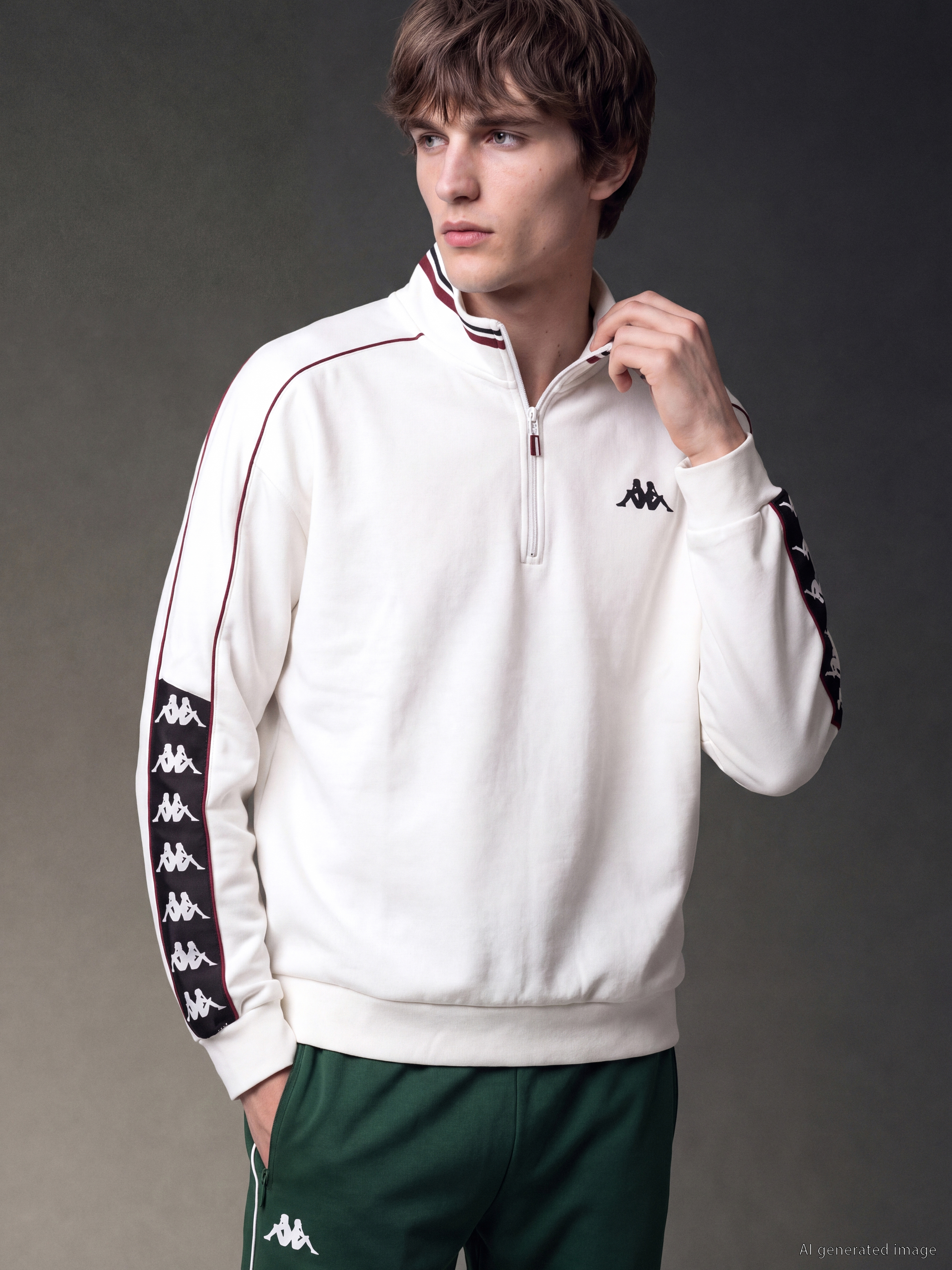 Kappa LC WAIKIKI Dik Yaka Şeritli Erkek Sweatshirt görsel 3