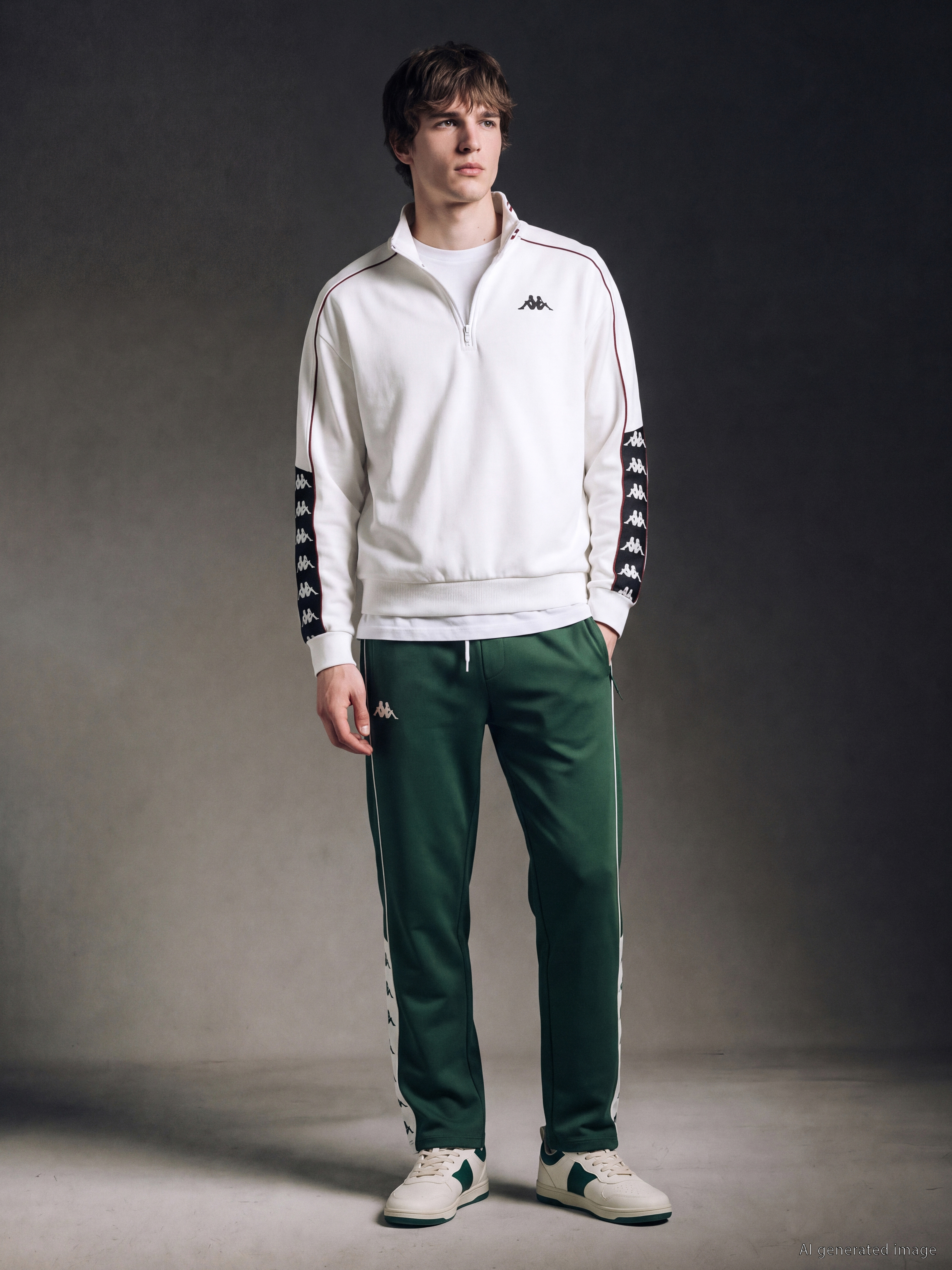 Kappa LC WAIKIKI Dik Yaka Şeritli Erkek Sweatshirt görsel 4