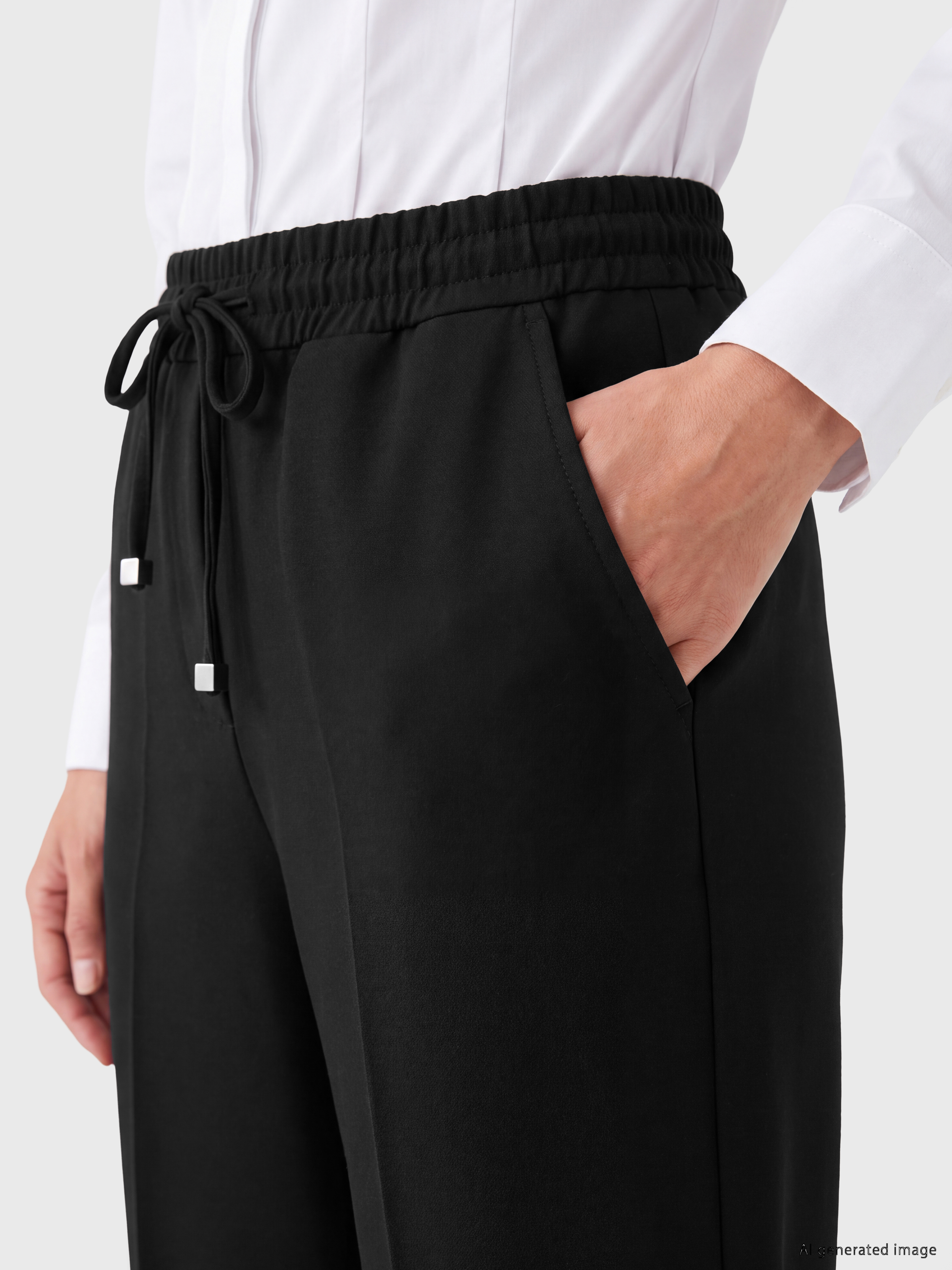 LCWAIKIKI Classic Beli Lastikli Havuç Kesim Kadın Pantolon görsel 3