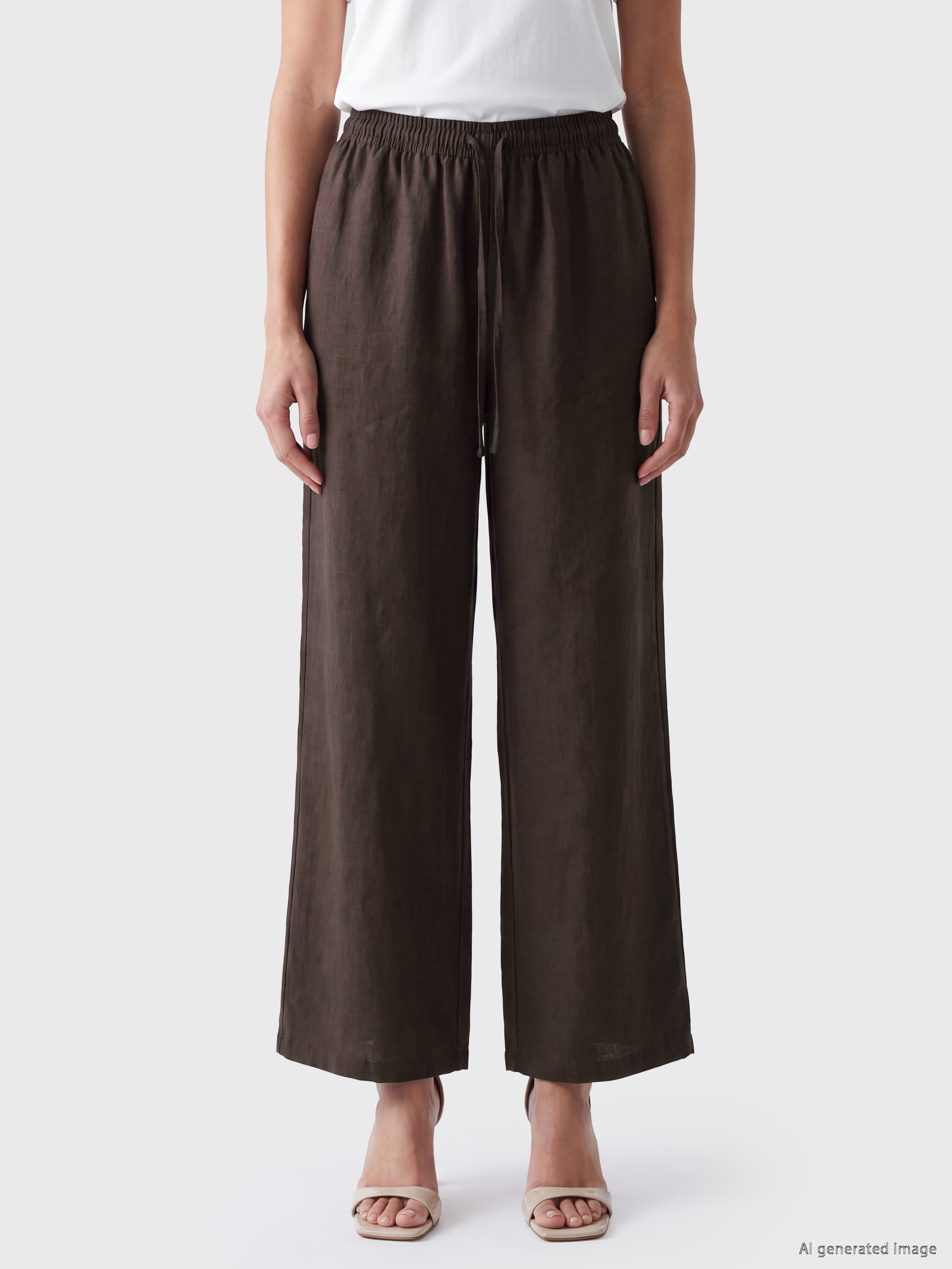 LCWAIKIKI Classic Beli Lastikli Geniş Paça Kadın Pantolon görsel 2