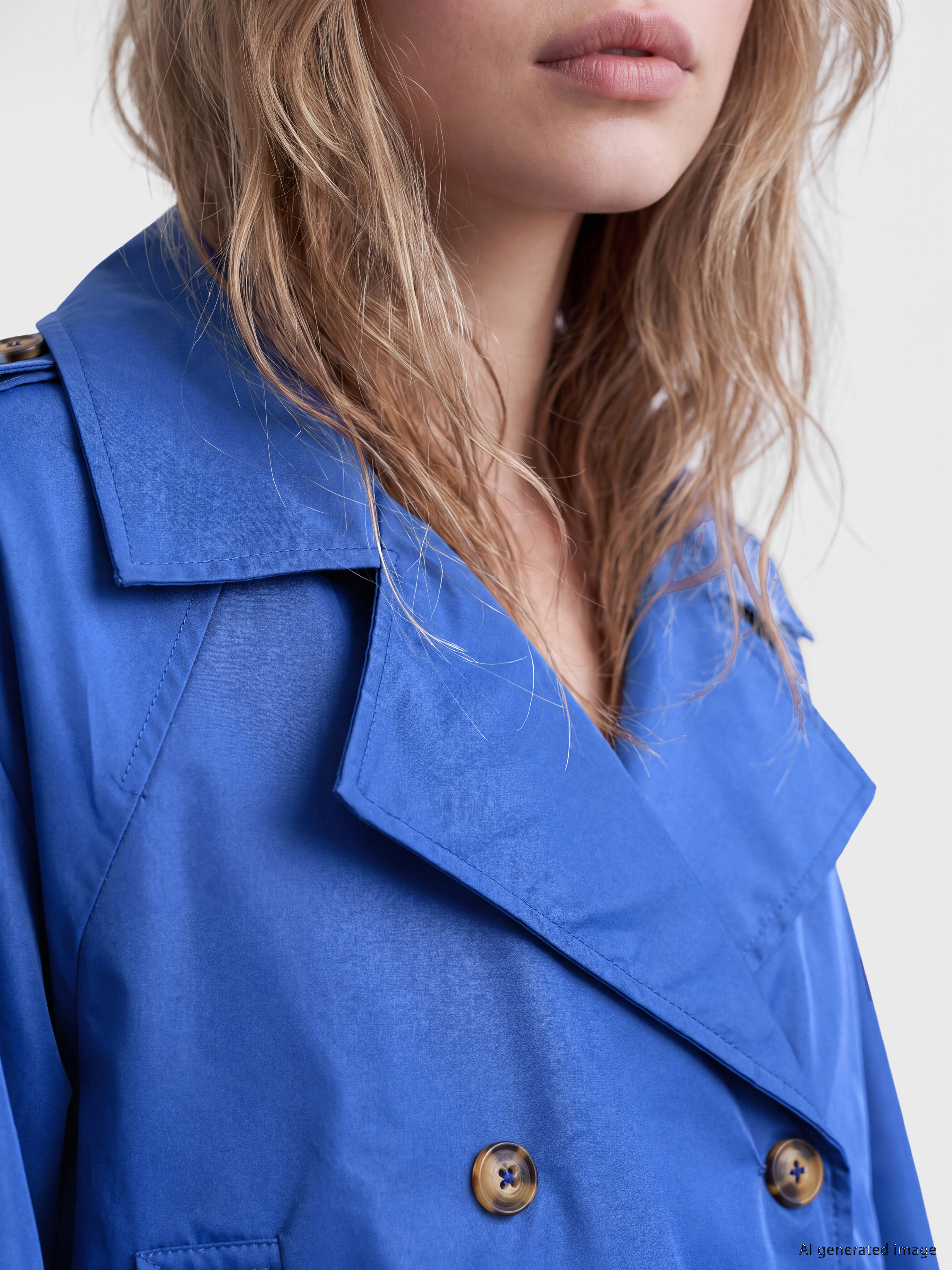 LCW Vision Kruvaze Yaka Oversize Kadın Trençkot görsel 3