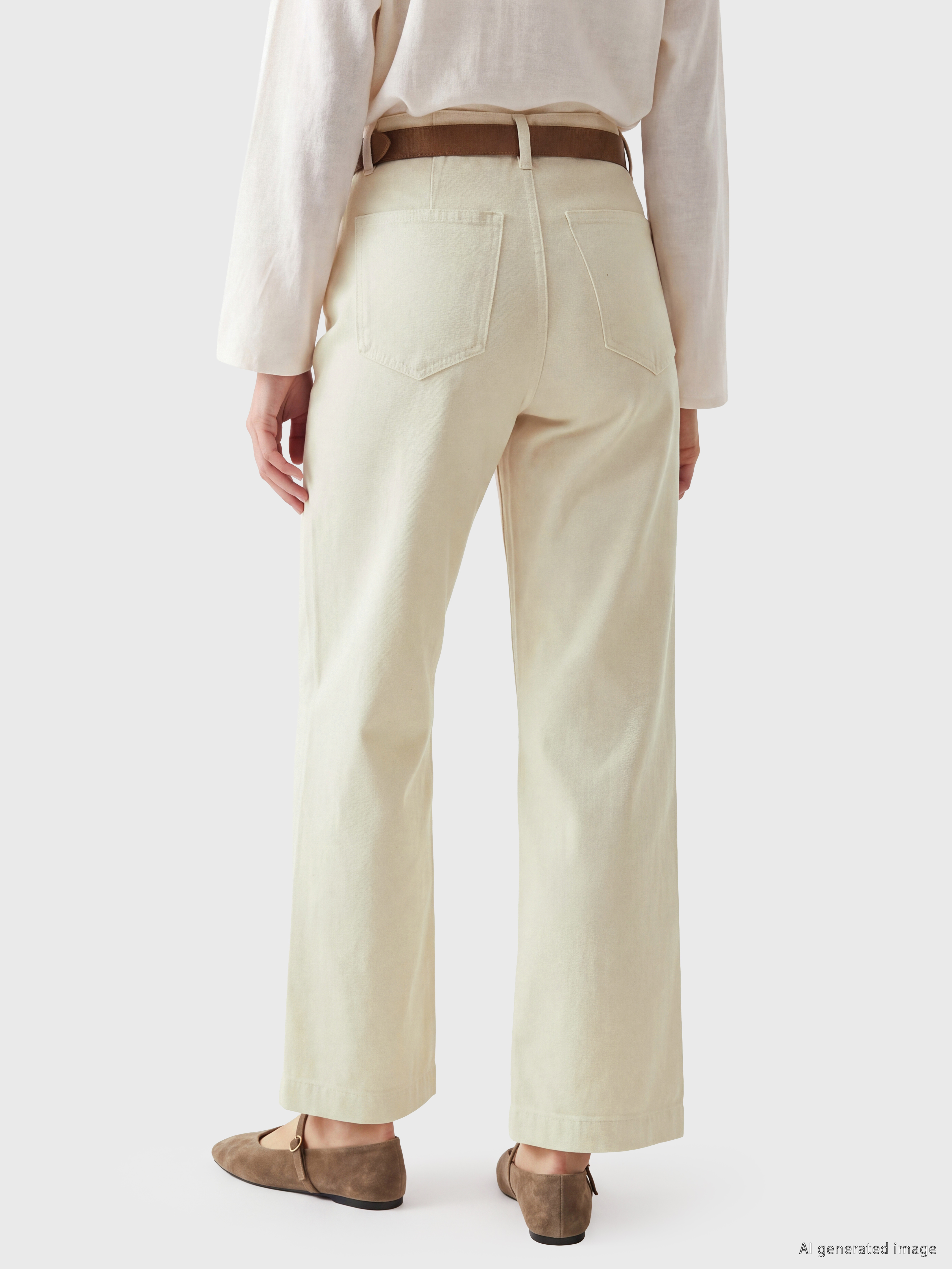 LCW Jeans Beli Kemerli Culotte Fit Kadın Jean Pantolon görsel 4